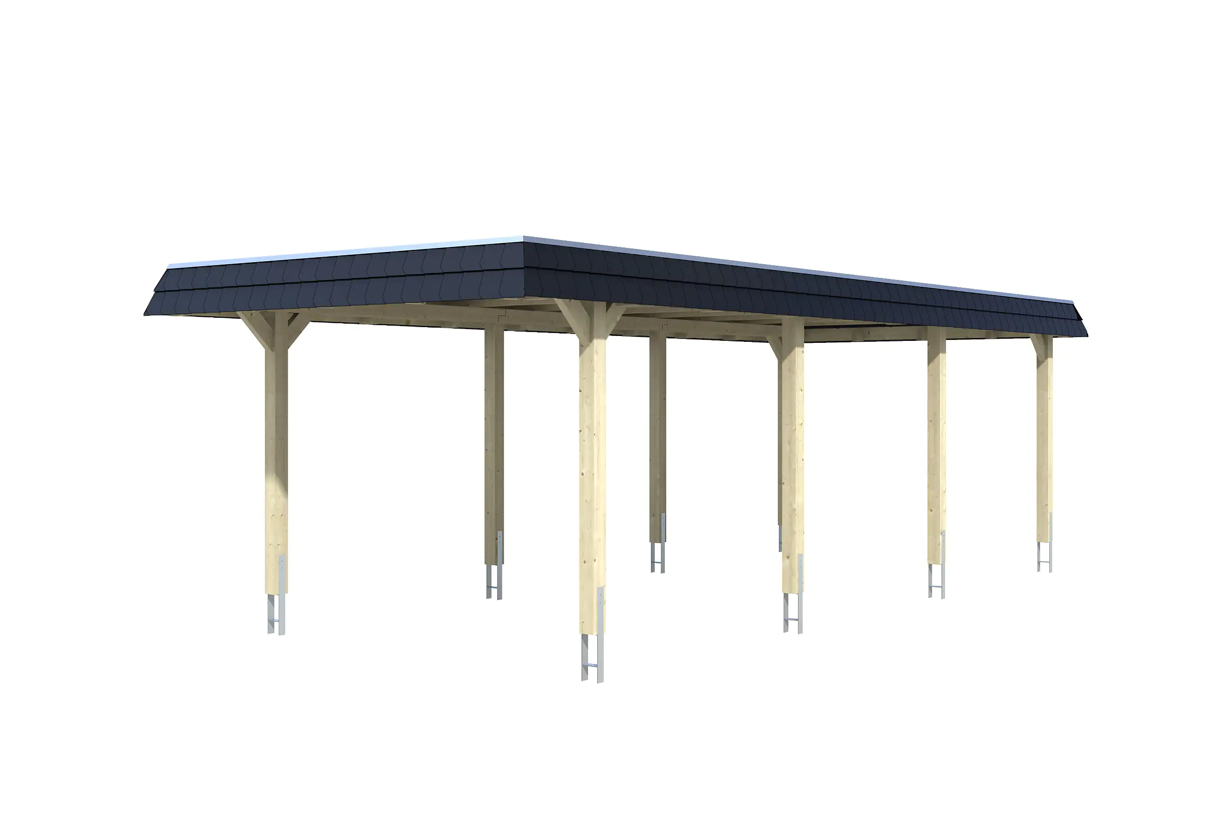 4018211025008_02 SKAN HOLZ Carport Wendland 362 x 870 cm mit EPDM-Dach, schwarze Blende