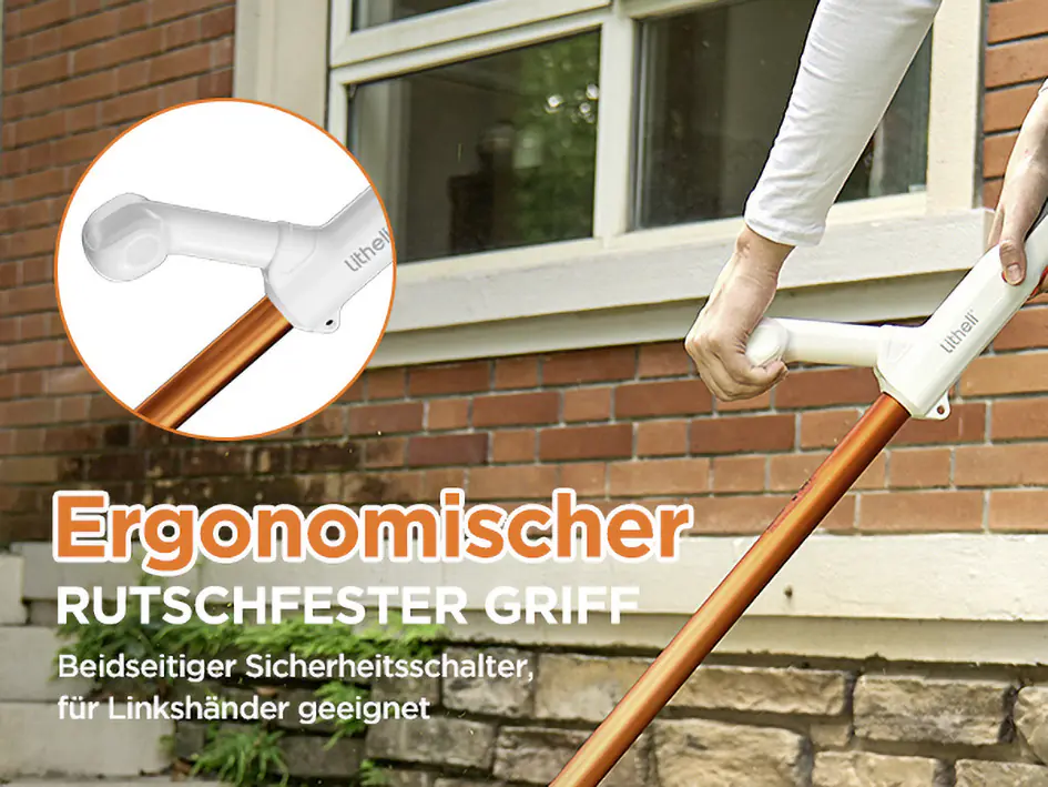 Litheli Akku-Rasentrimmer Handy+ U20 25cm Schnittkreis, Inklusive 1 x SE-Akku 2,0 Ah und 10 Nylonmesser