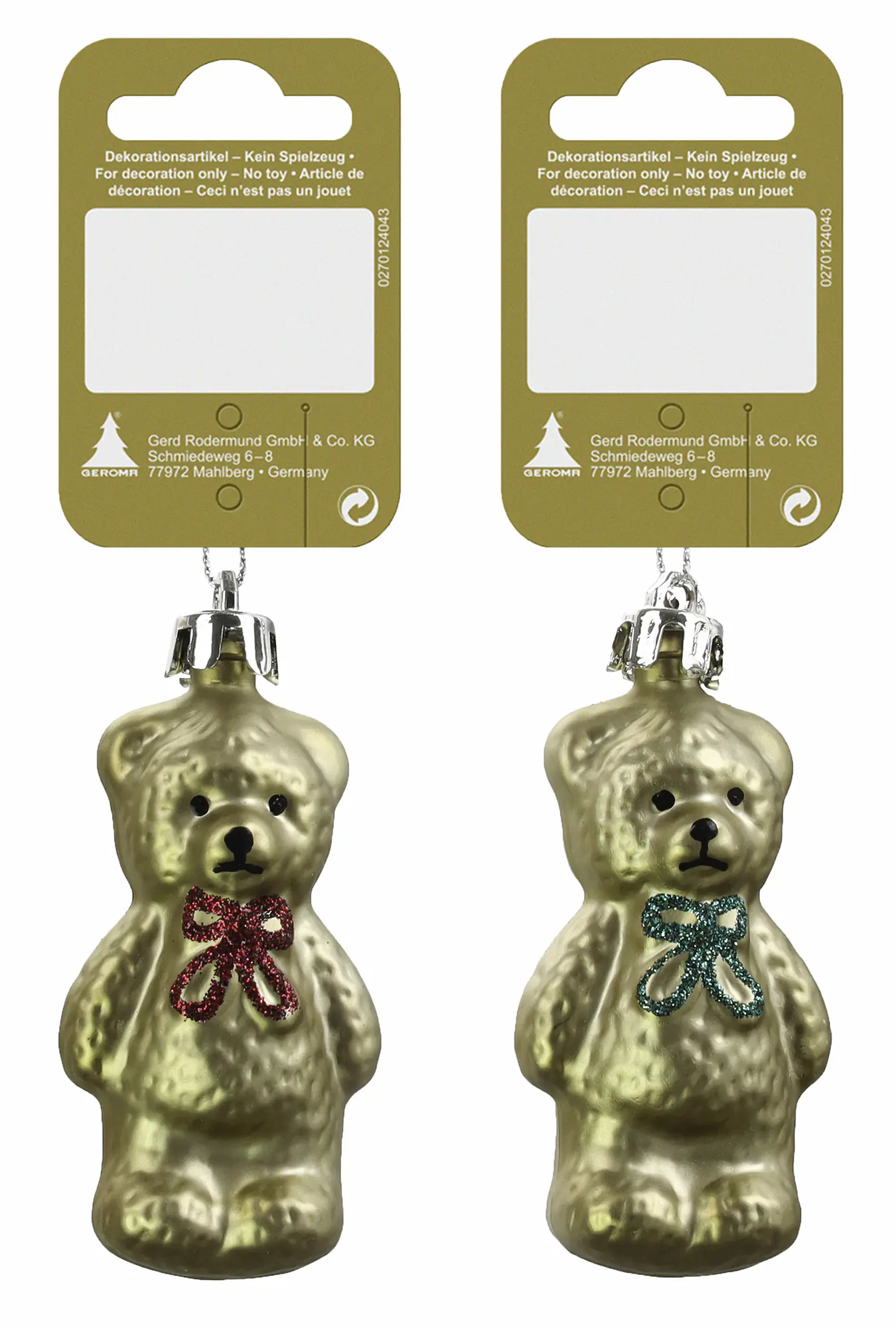 Dekofigur Bär aus Kunststoff mit Schleife 8 cm gold 1 Stück