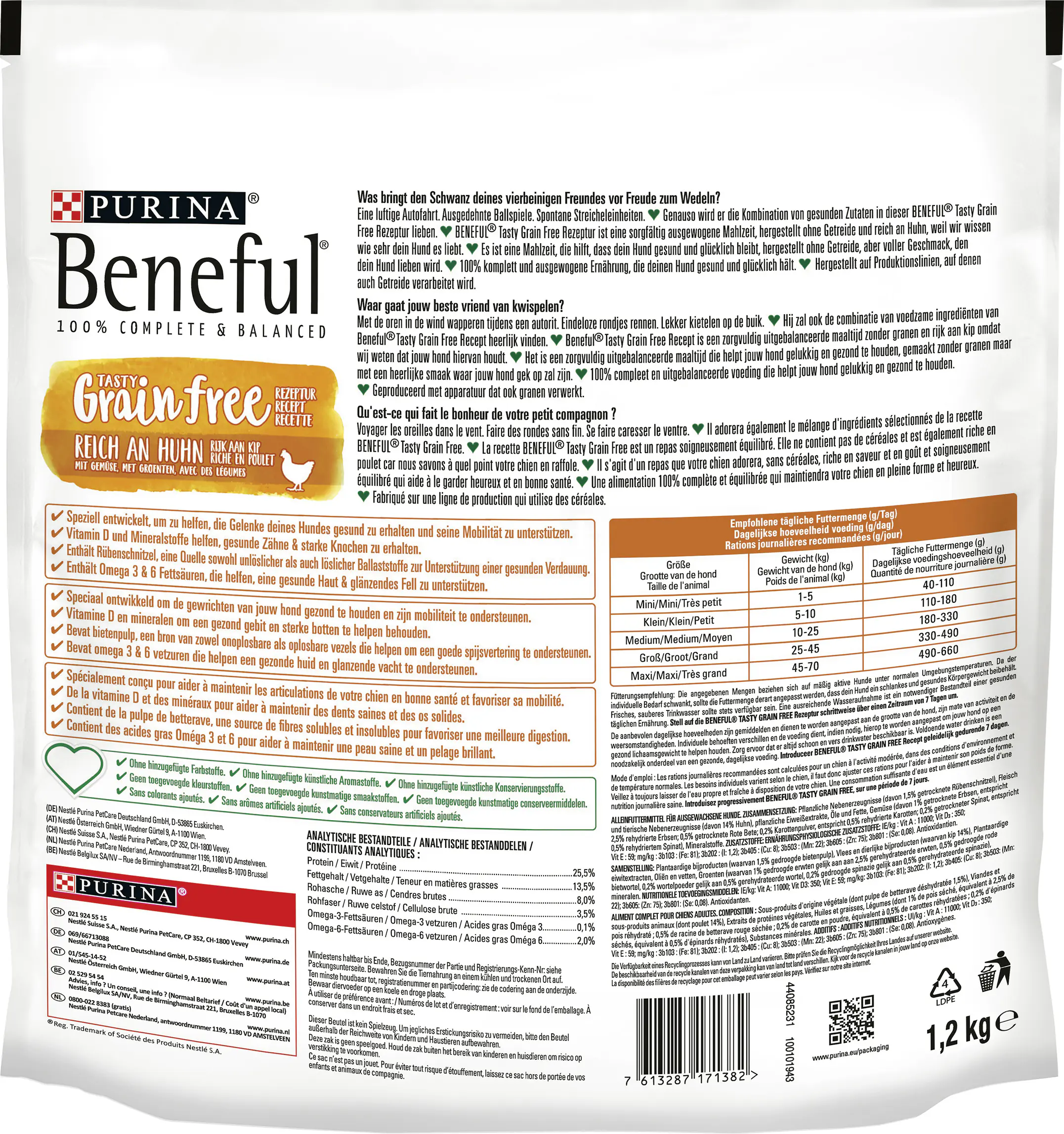 Beneful Hundetrockenfutter TASTY GRAIN FREE Rezeptur 1,2 kg