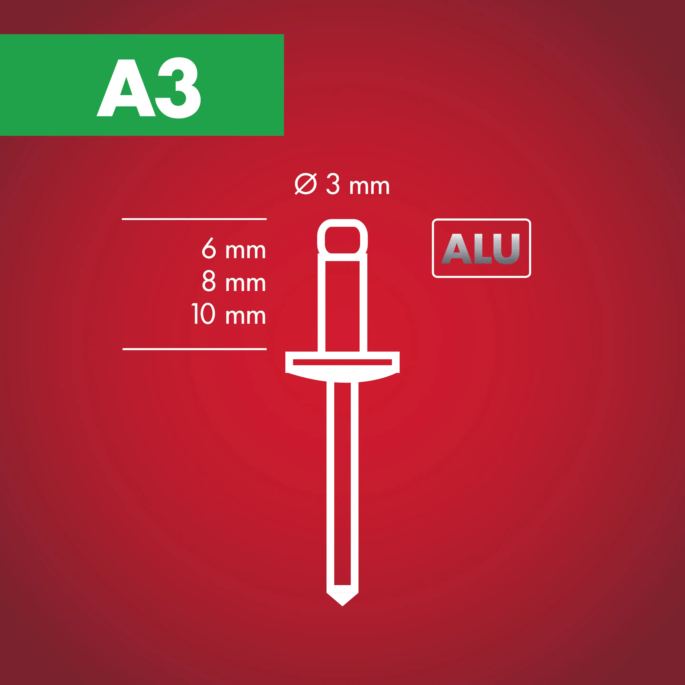 Arrow Blindniete Typ A3 Ø 3 x 10 mm Aluminium 50 Stück