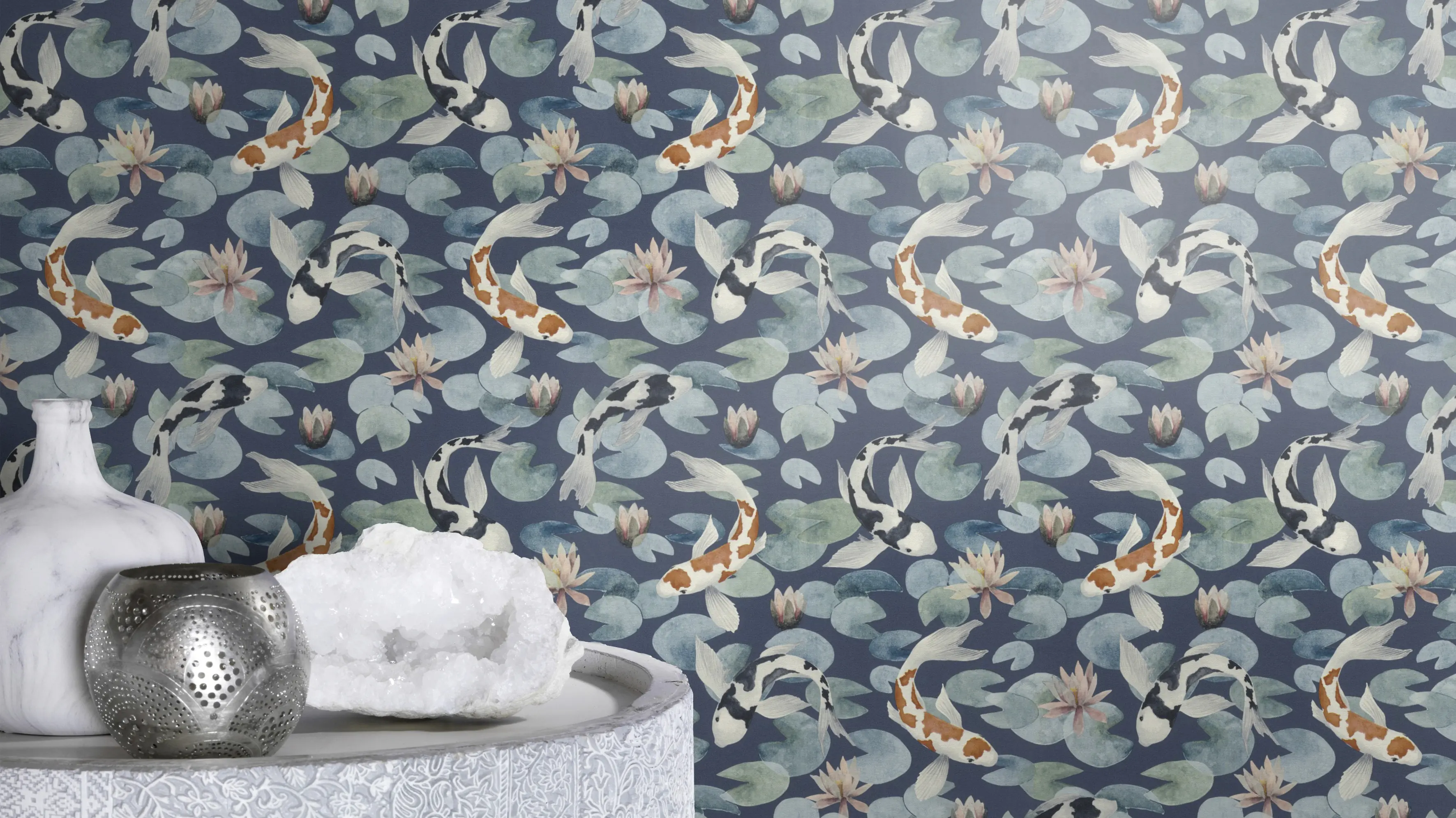 Rasch Vliestapete 409444 Kimono koifische blau, 10,05 x 0,53 m