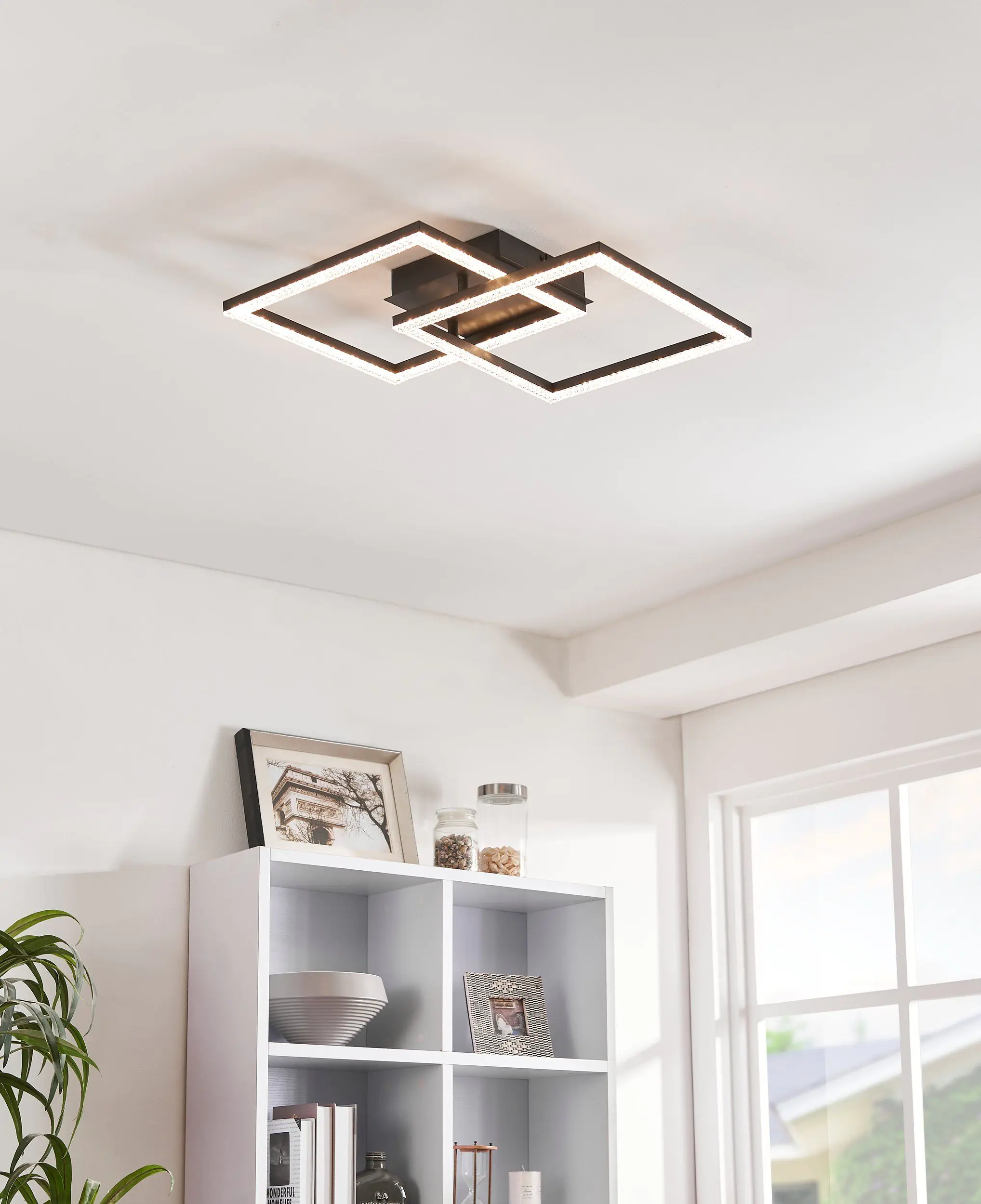 Eglo LED Deckenleuchte Lejias schwarz 45 x 45 cm warmweiß