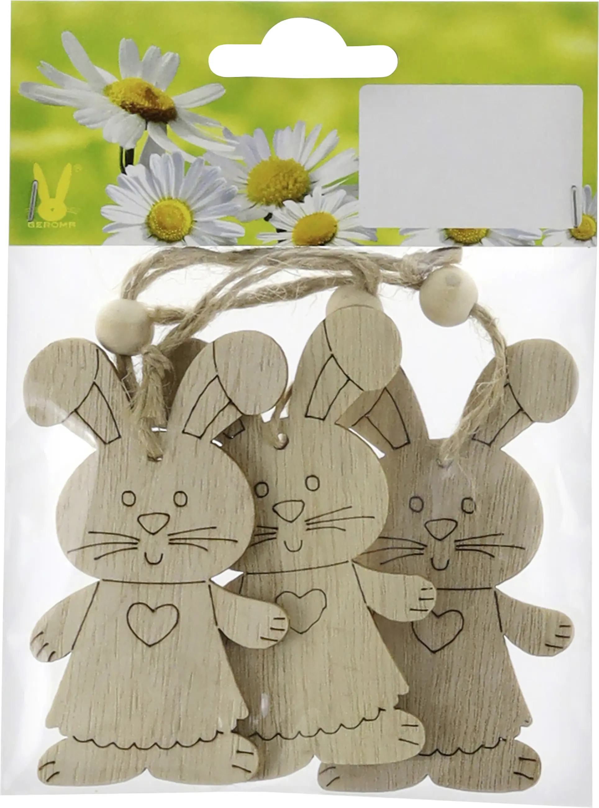 Dekohänger Hasen Holz 7,5 x 4,5 cm 3 Stück natur