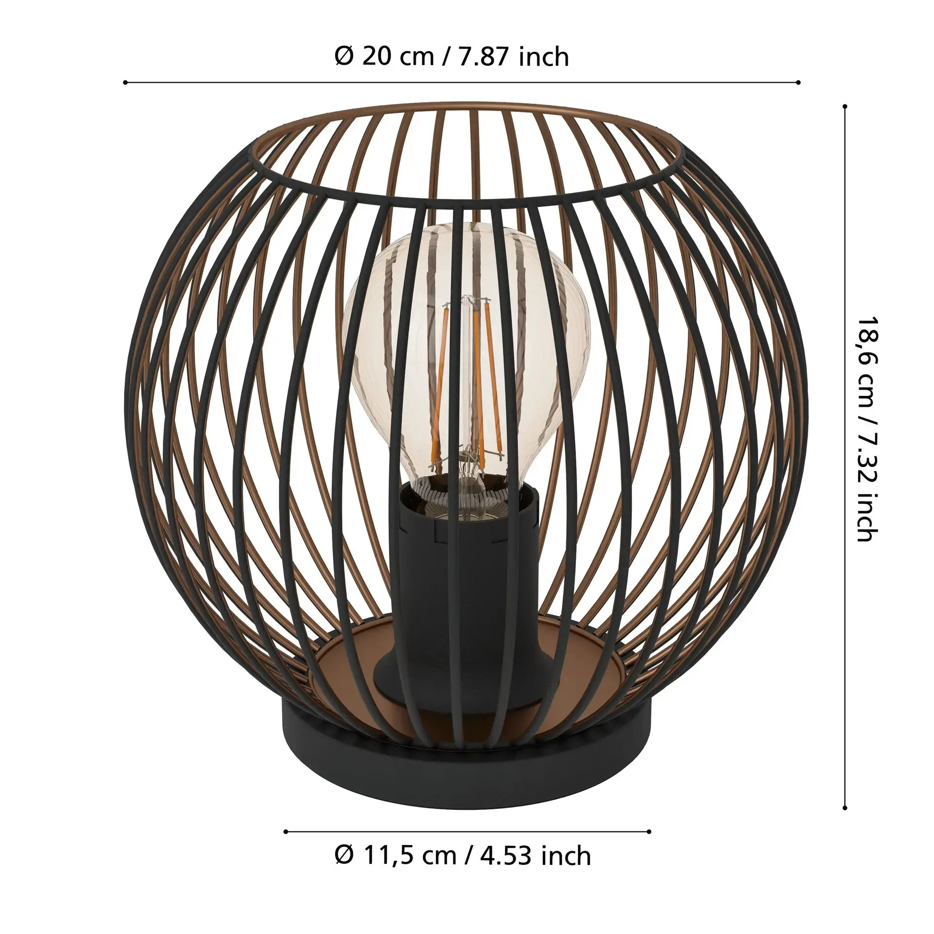 Eglo Tischlampe Almanzora Ø 20 x 19 cm schwarz/kupfer