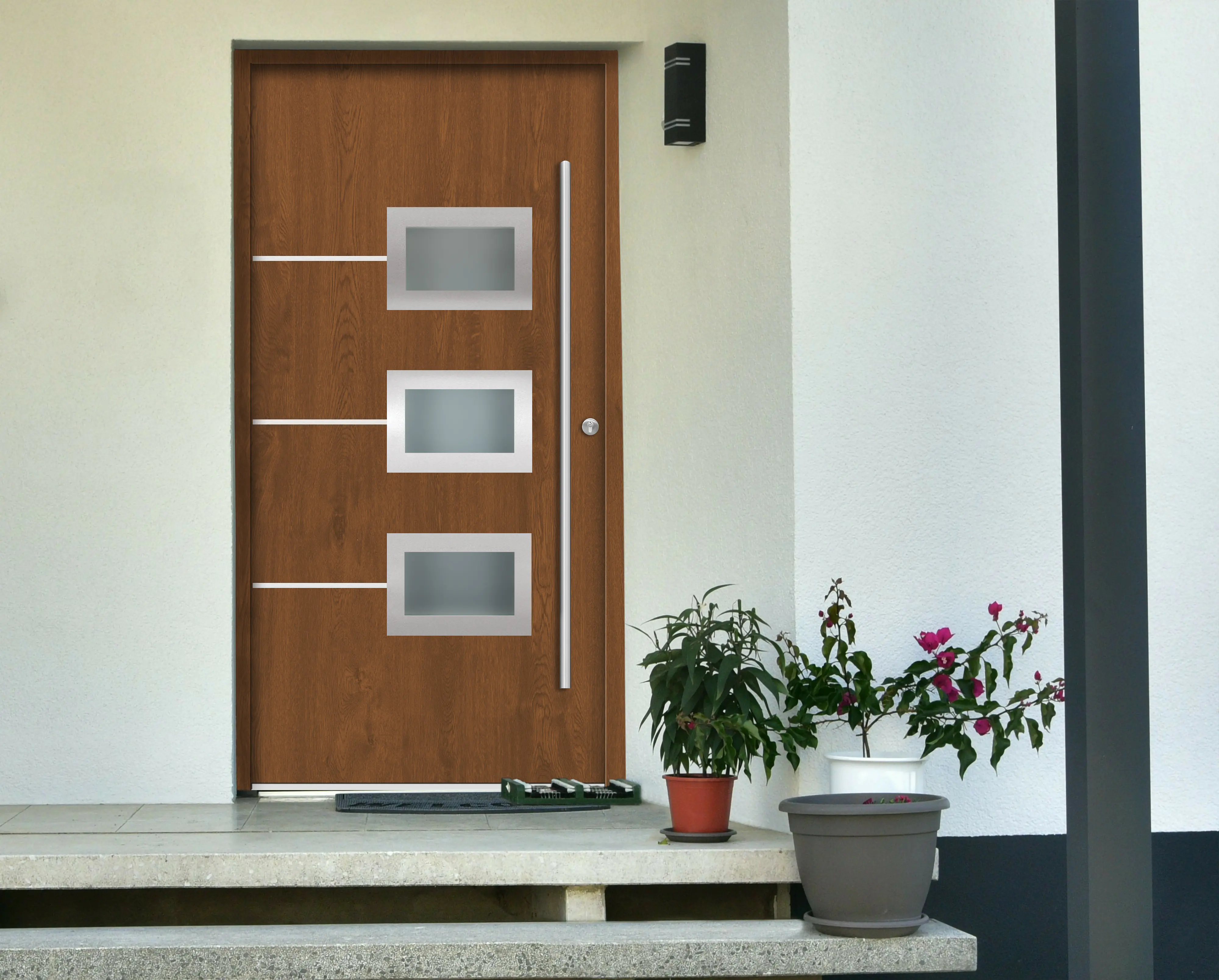 Splendoor Haustür Passivedoor Premium B03 Golden Oak DIN Rechts 110 x 210 cm