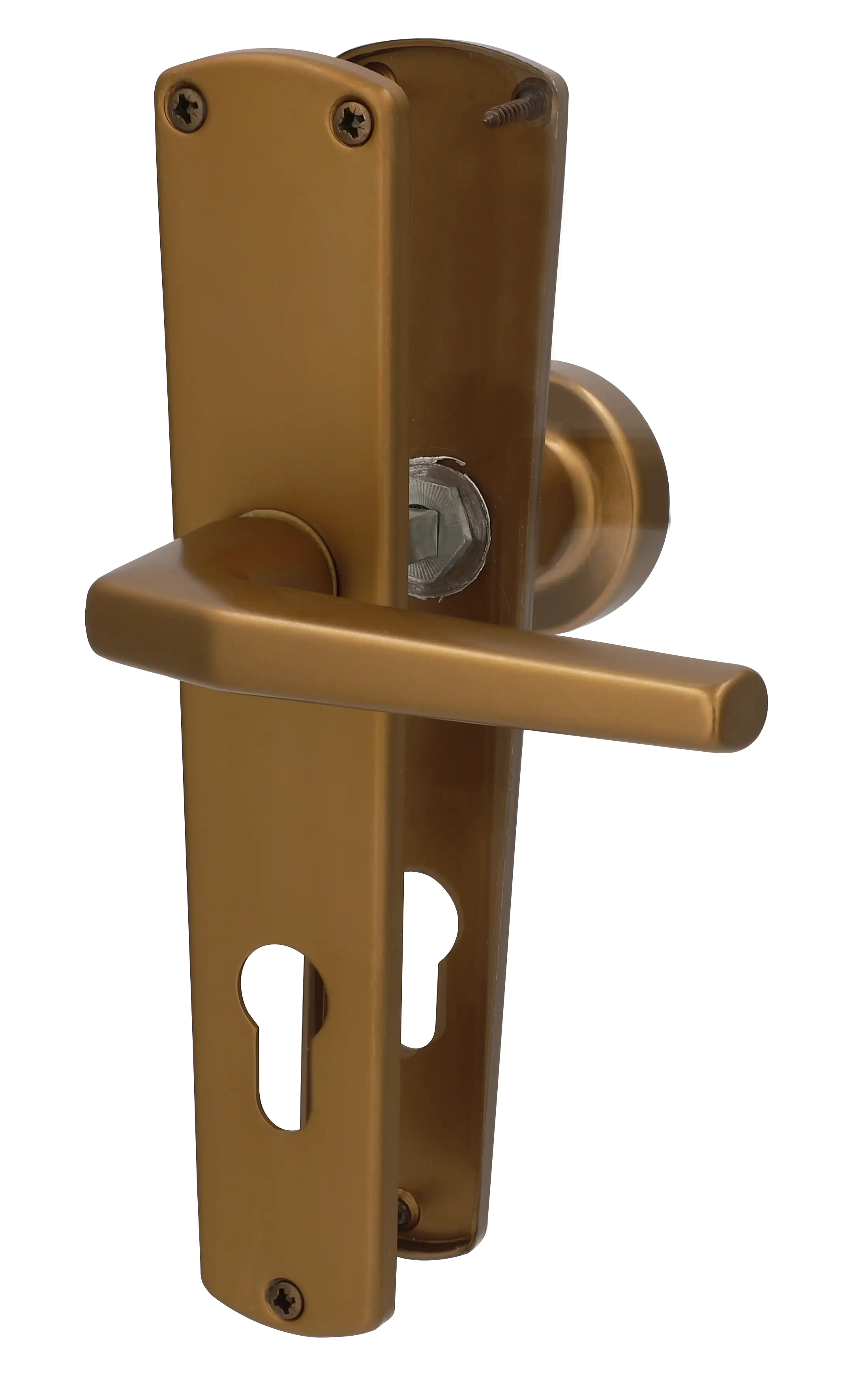 Alpertec PZ-Langschildgarnitur Phil Aluminium F4 bronze abgerundet