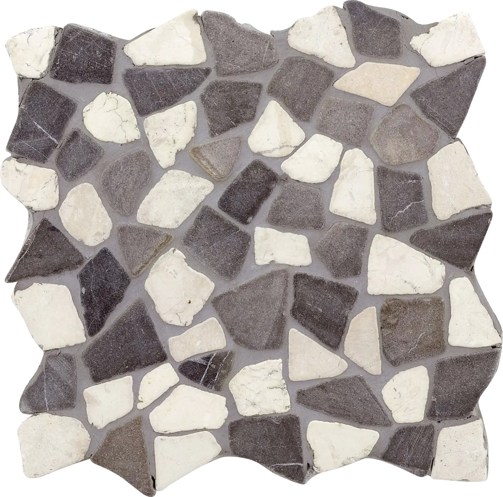 Mosaikfliese Marmor Bruch 30 x 30 cm schwarz-weiß