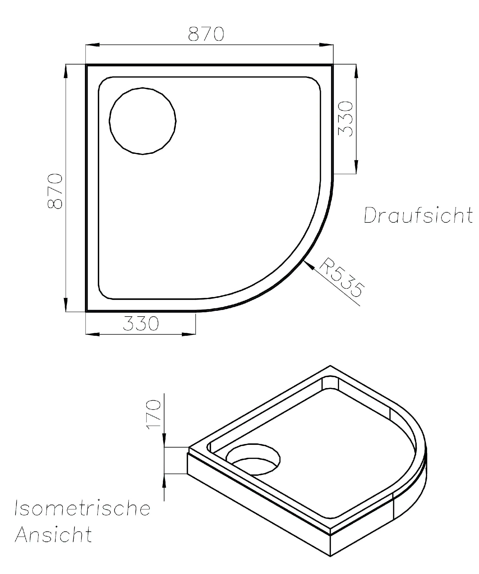 Ottofond Wannenträger Kraton 870 x 870 mm