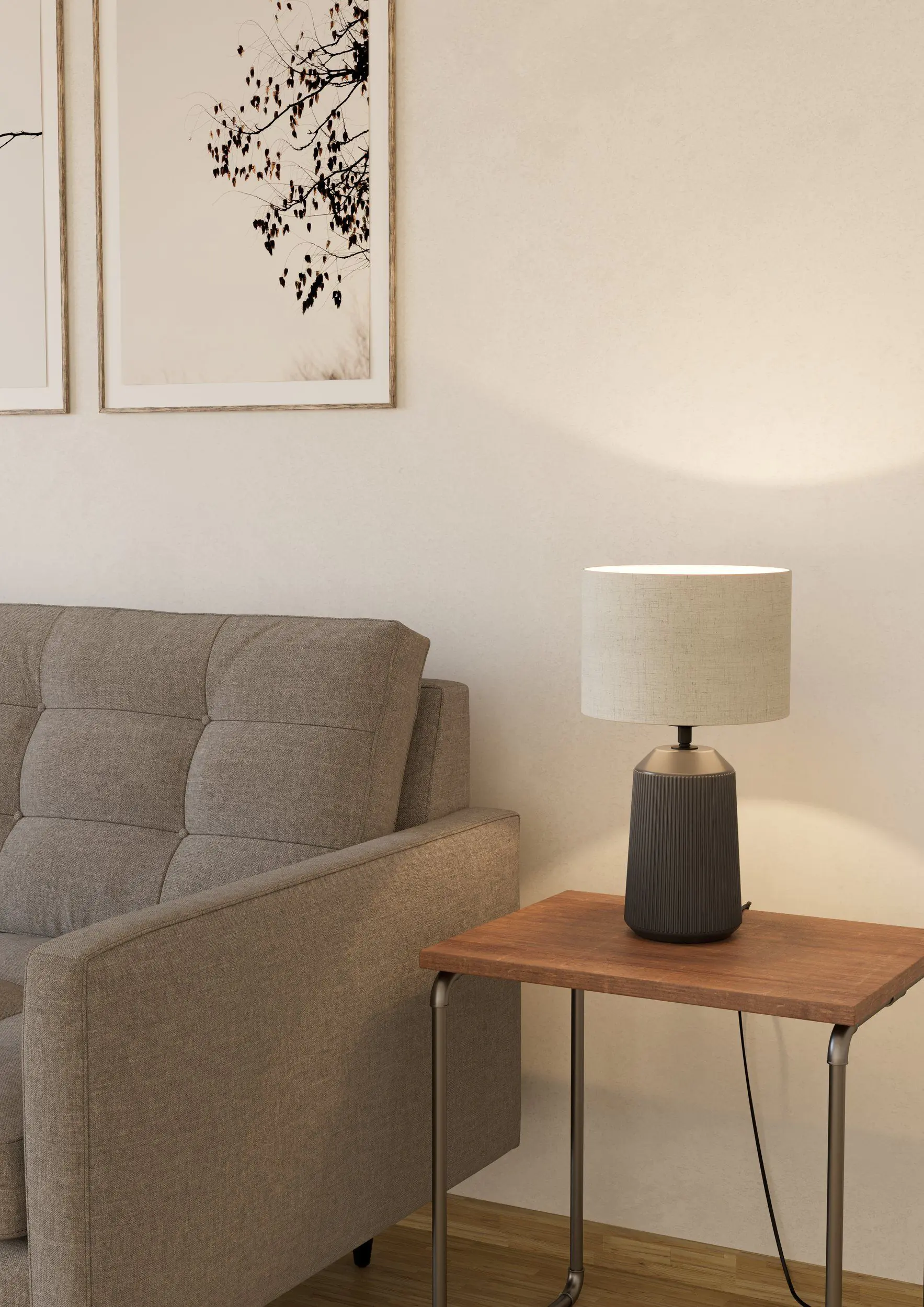 Eglo Tischleuchte Capalbio grau natur 41 x 23 cm E27