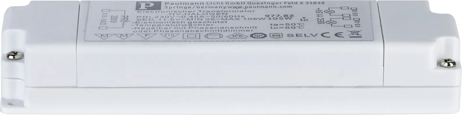 Paulmann Transformator elektronisch VDE Flat 35-105 W 230/12 V 105 VA weiß
