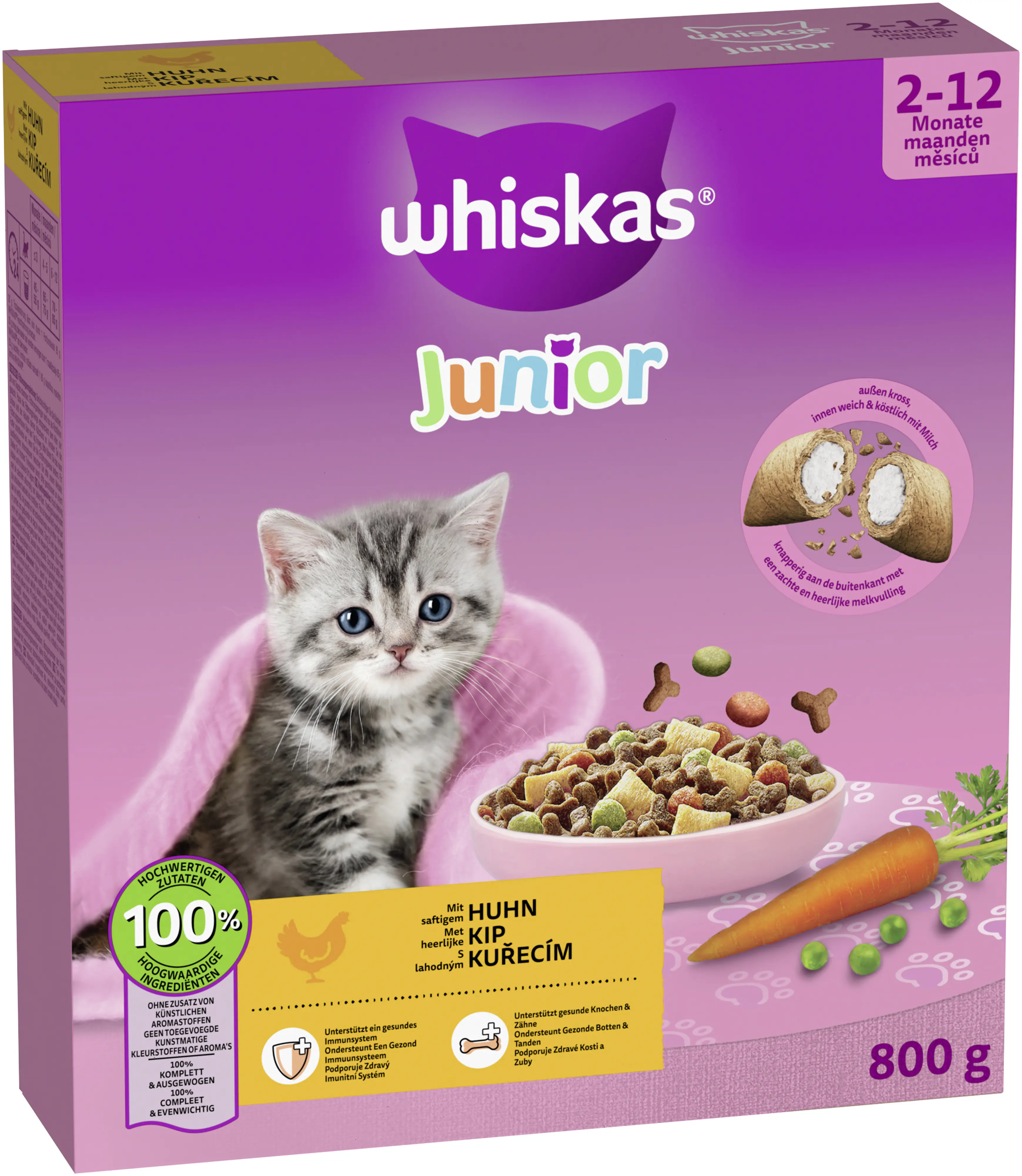 Whiskas Trockenfutter Junior 2-12 Monate mit Huhn 800 g