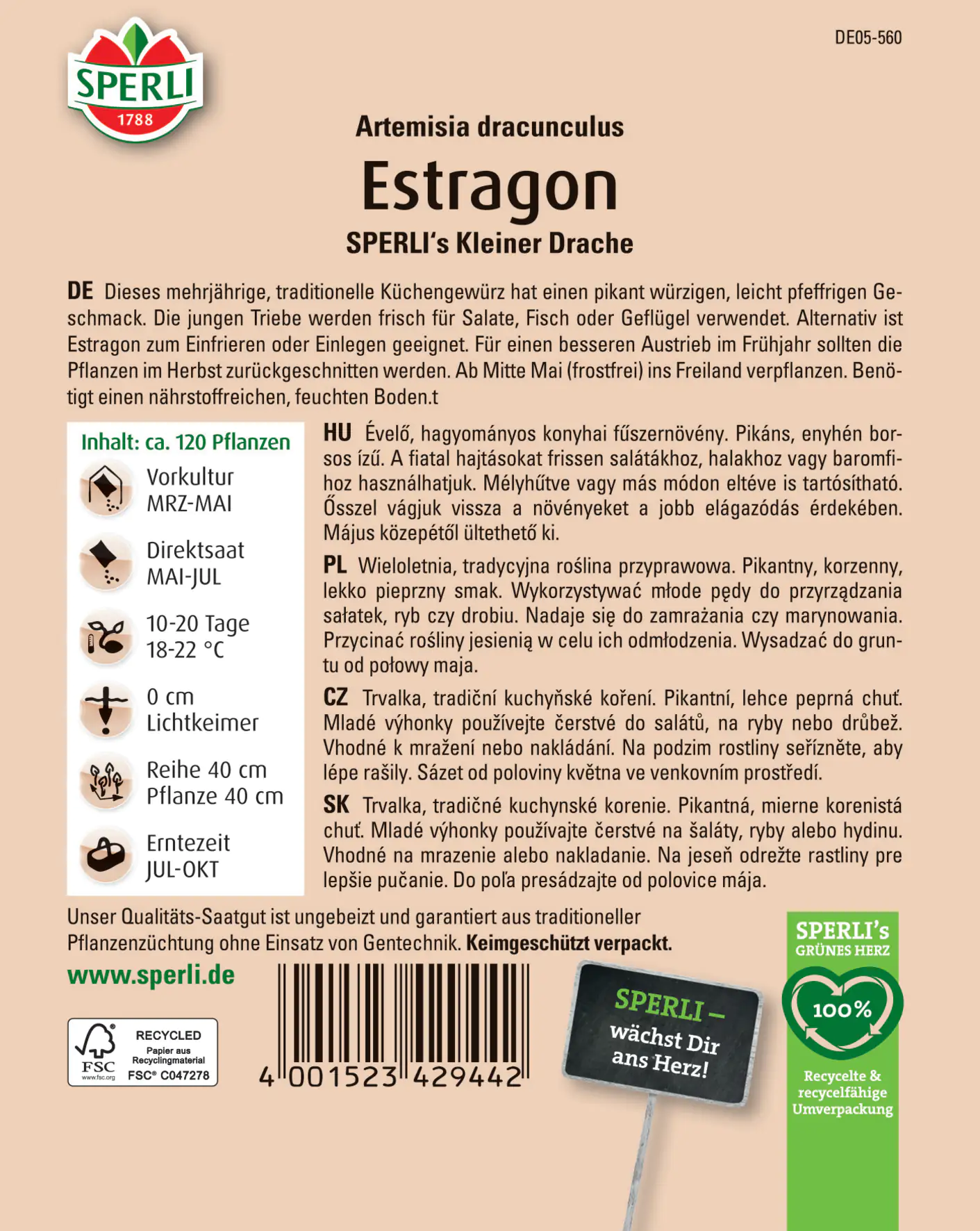 Sperli Estragon Sperli 's Kleiner Drache Sperli Estragon Sperli 's Kleiner Drache