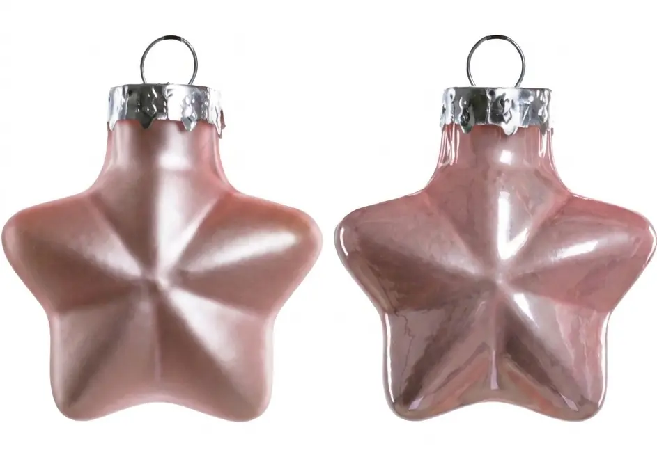 TrendLine Weihnachtskugeln Glas-Sterne 4 cm puderrosa 12 Stück