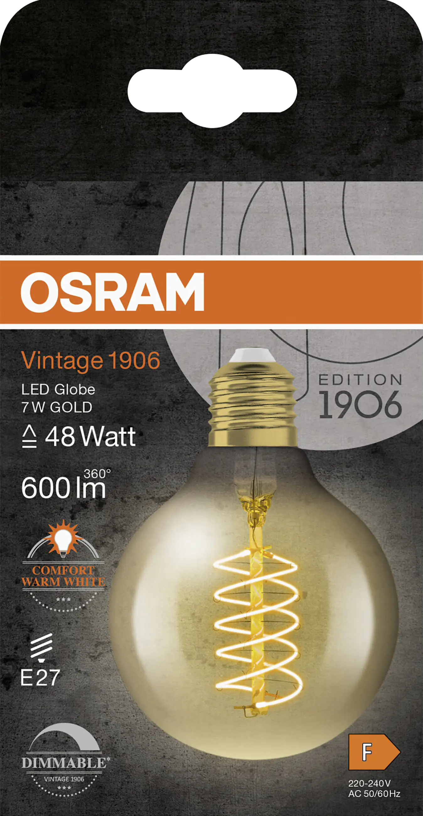 Osram LED Leuchtmittel Globe 80 E27 7 W warmweiß amber
