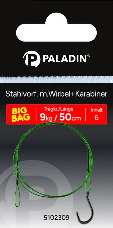 Paladin Stahlvorfach Einzelhaken Gr. 1 Tragkraft 10 kg 50 cm 3 Stück