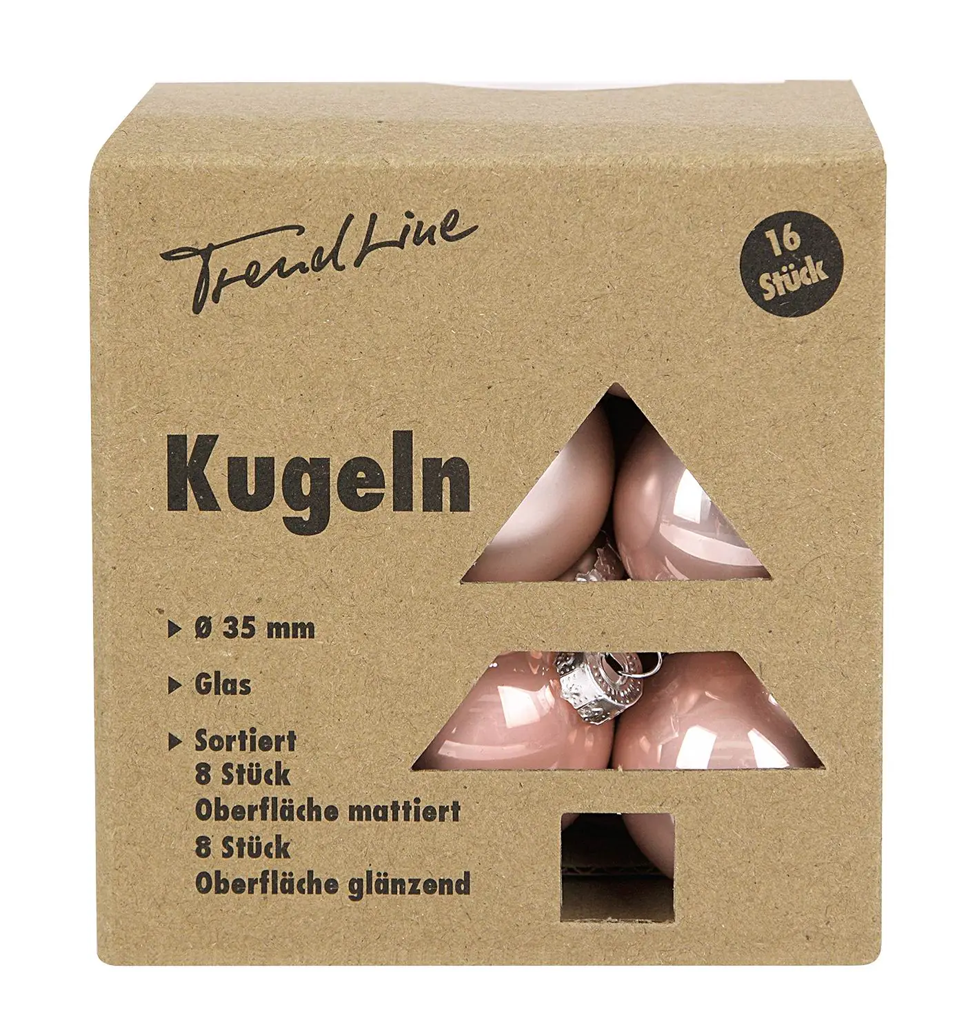 TrendLine Weihnachtskugeln aus Glas Ø 3,5 cm puderrosa 16 Stück