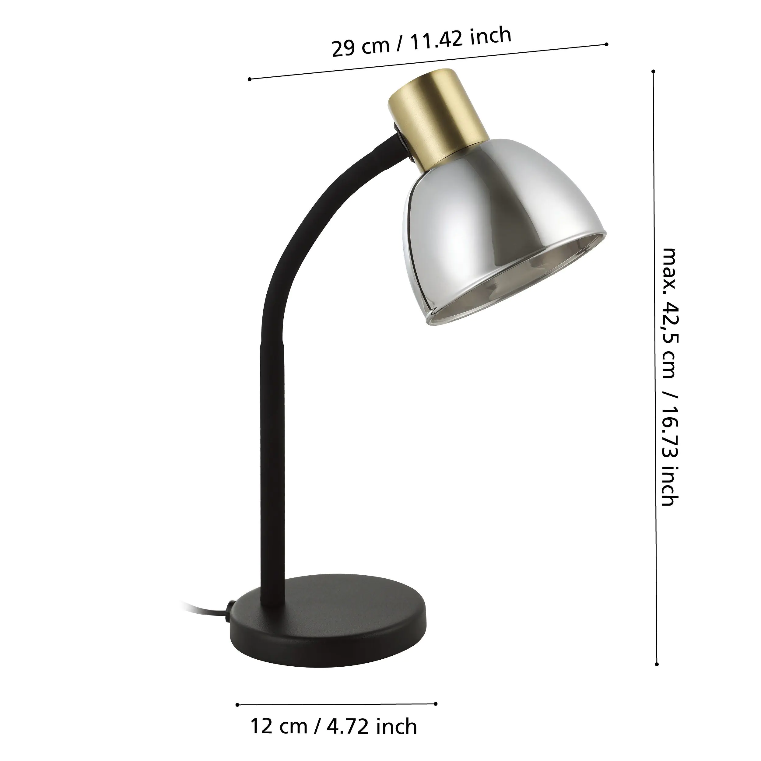 Eglo Tischleuchte Macere schwarz messing 34 x 22 x 12 cm E14