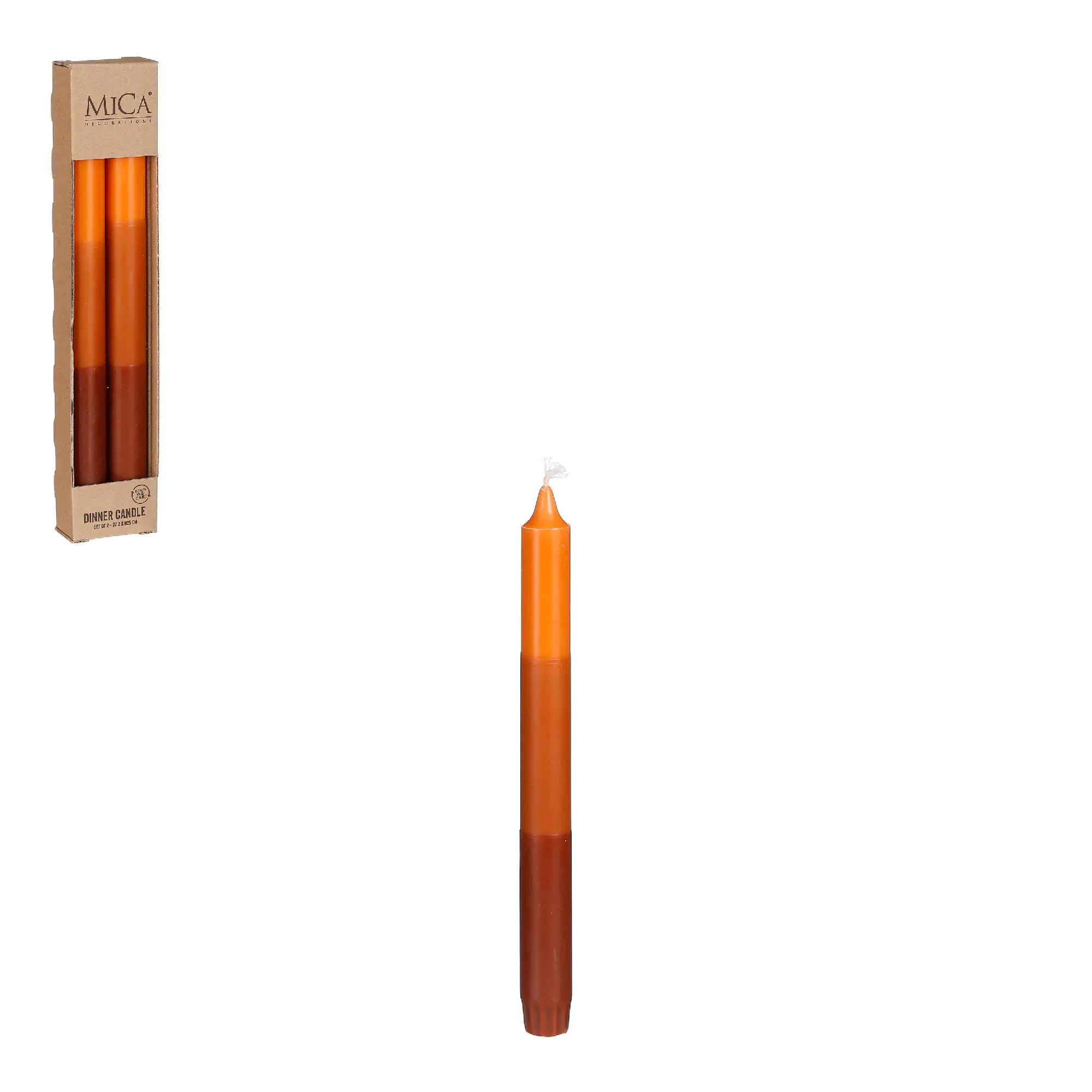 Mica Spitzkerze Dip-dye Stearin orange - 2 Stück
