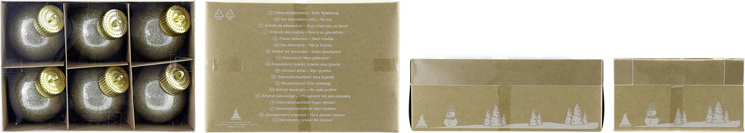 Weihnachtskugeln aus Kunststoff Ø 6 cm gold glitzer 6 Stück