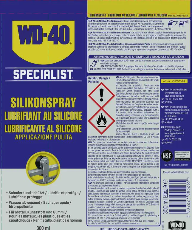 WD-40 Specialist Silikonspray 300ml WD-40 Specialist Silikonspray 300ml
