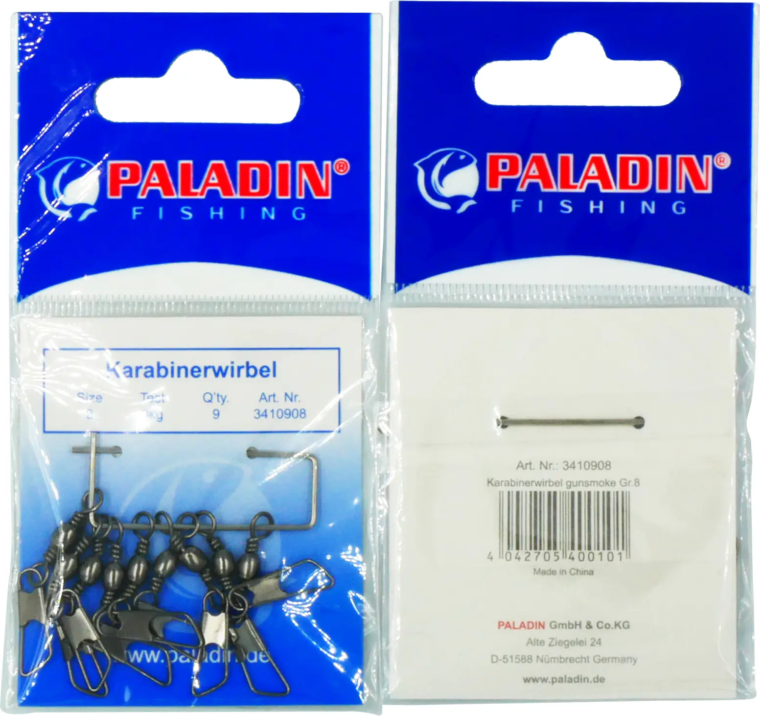 Paladin Karabinerwirbel gunsmoke Gr. 8 9 kg/9 Stück