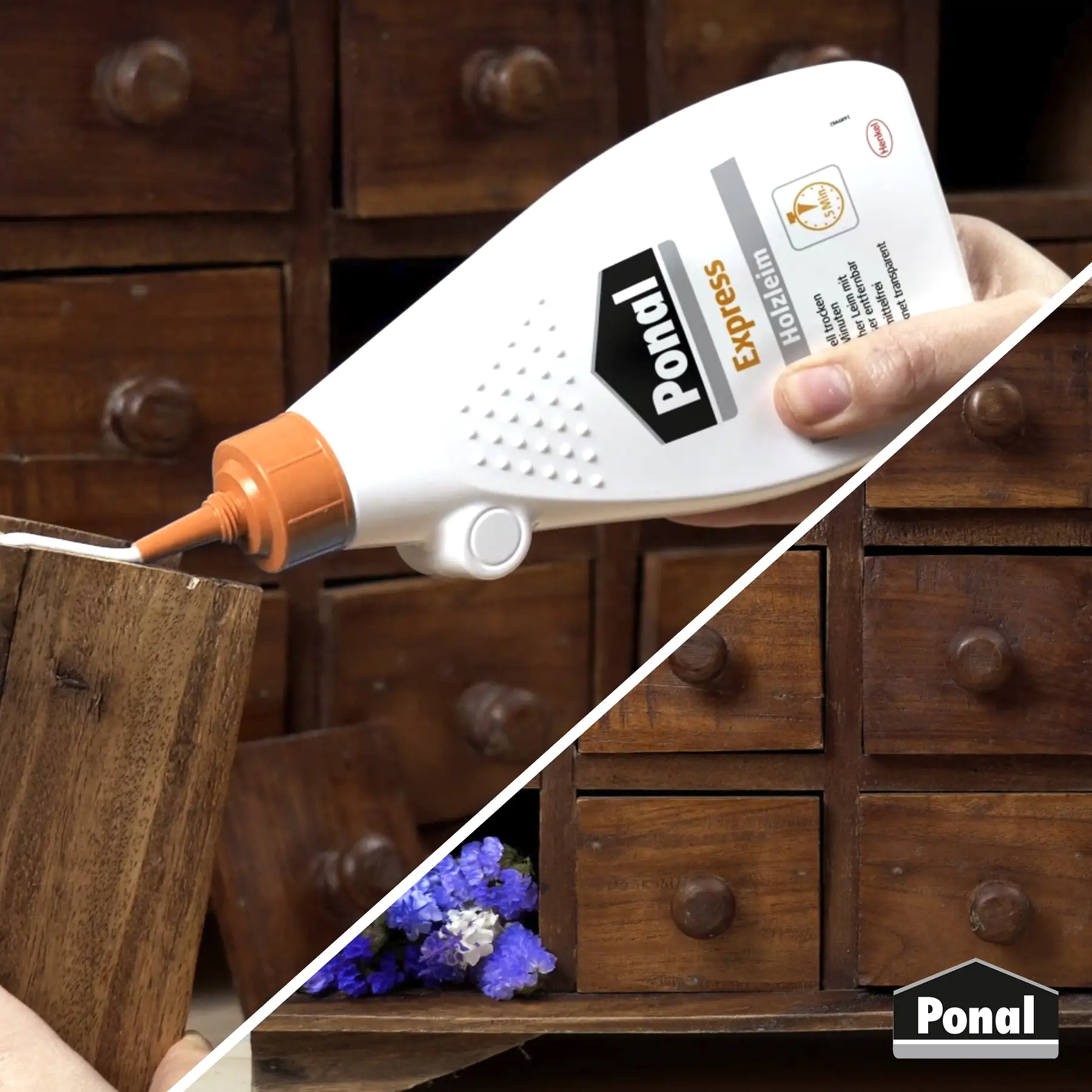 Ponal Holzleim Express 550 g Flasche, transparent Ponal Holzleim Express 550 g Flasche, transparent