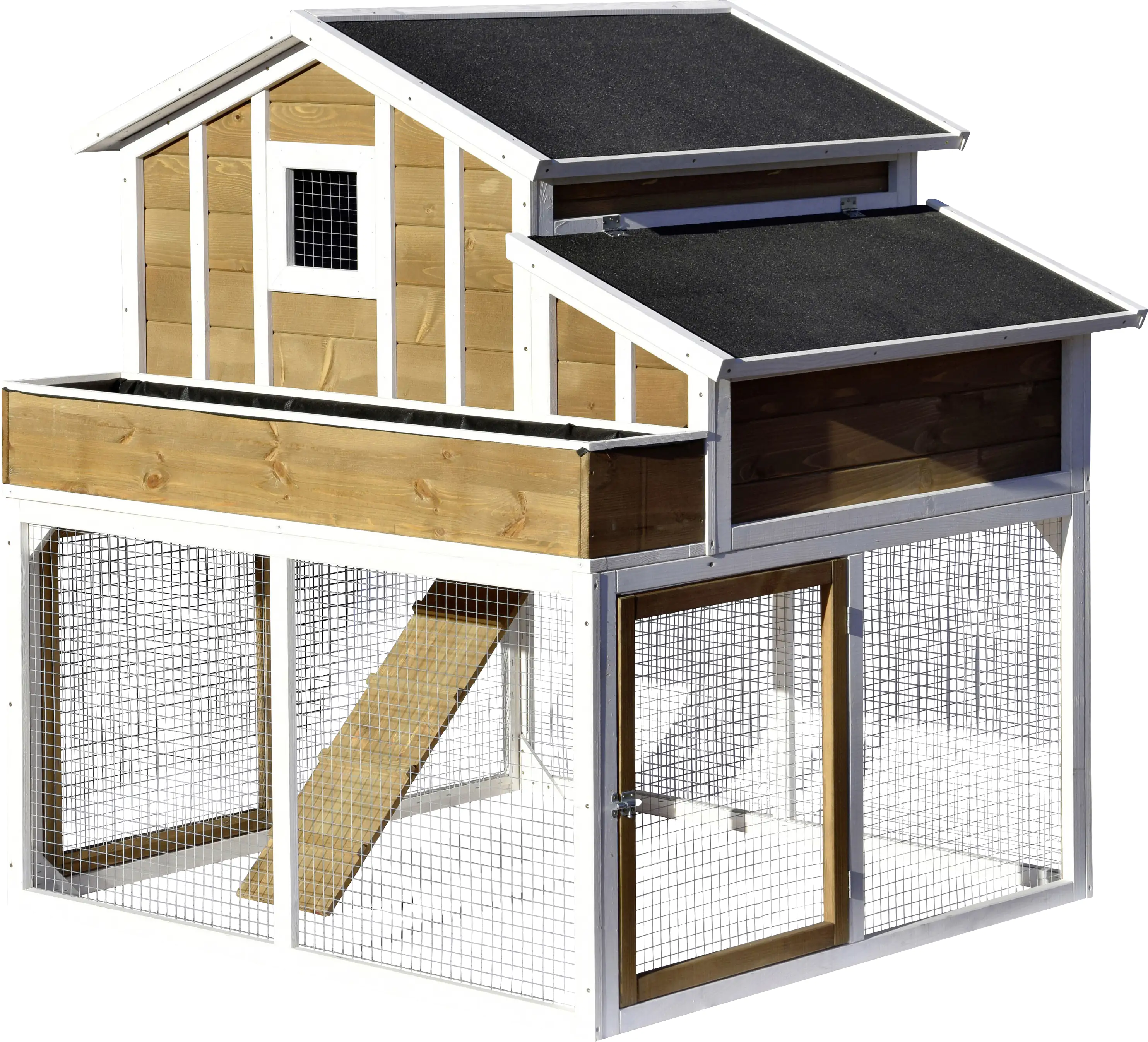 Dobar Hühner- & Kleintierstall mit Außengehege, Blumenkasten, Legebox