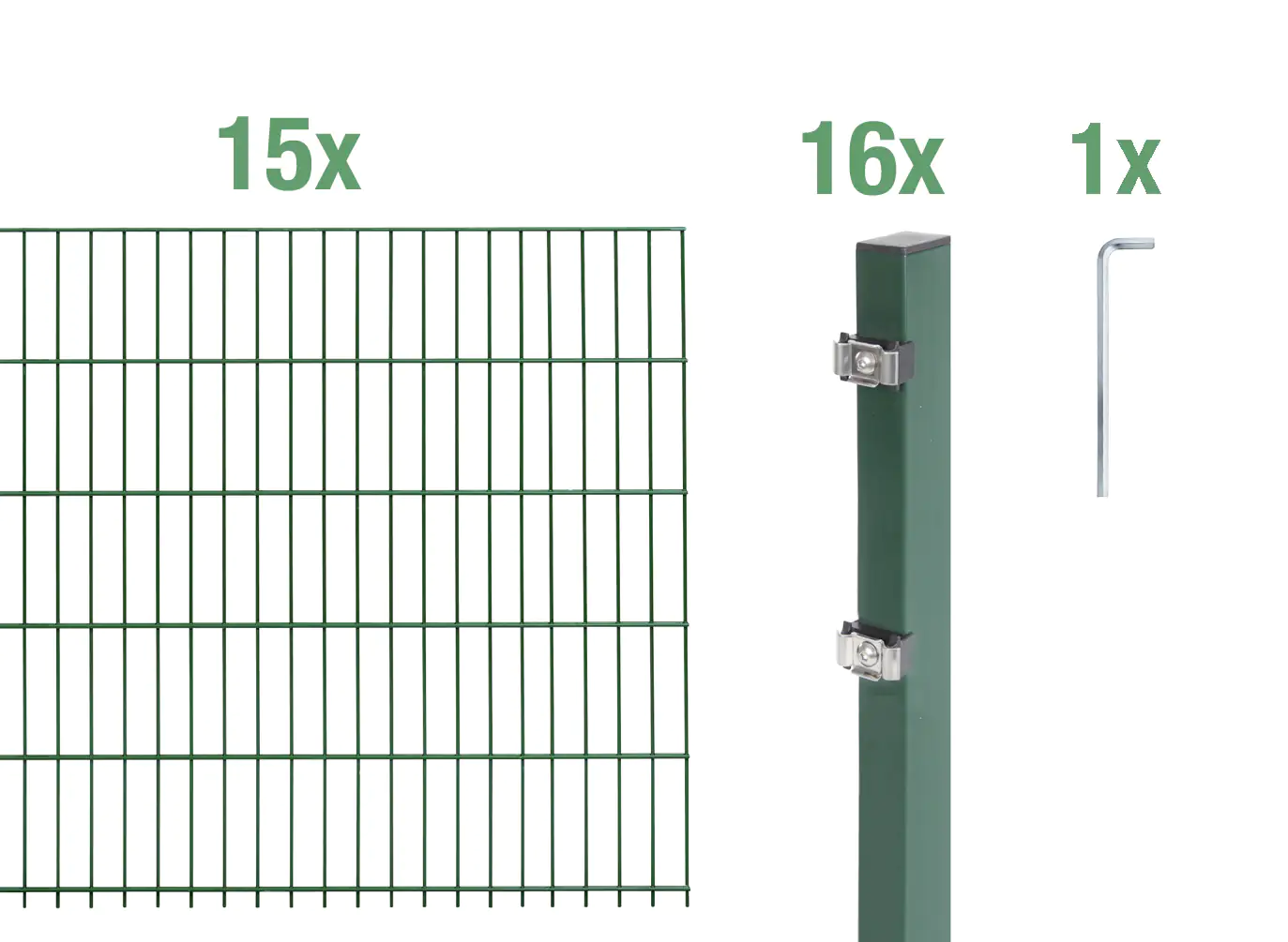 Alberts Doppelstabmatten-Grundset 30 m 200 x 120 cm 6/5/6 grün