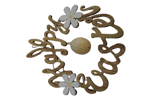 TrendLine Deko Aufhänger Happy Easter Holz 24 x 28 cm natur weiß