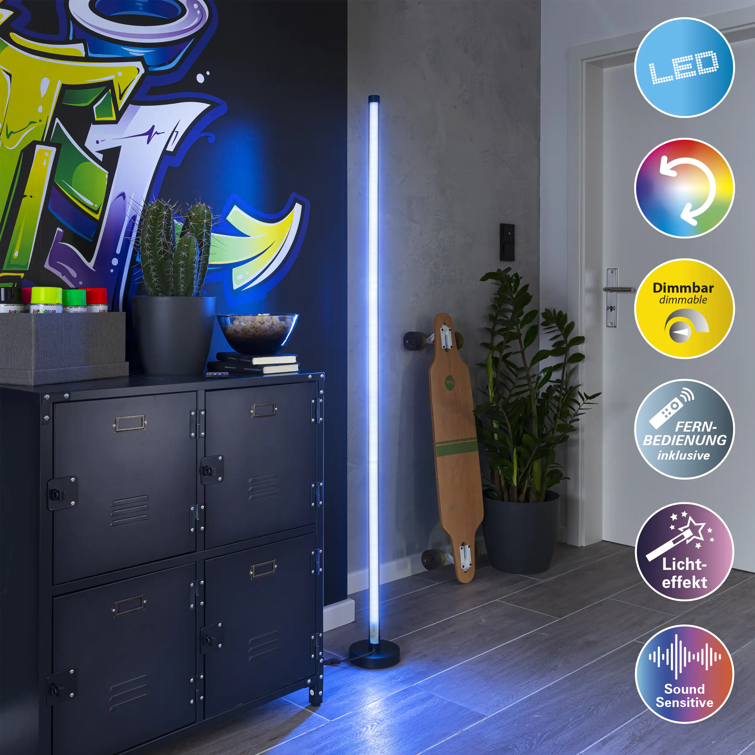 Näve LED Digital Dekostehleuchte Motion Light 1,5 m Sound Sensitive