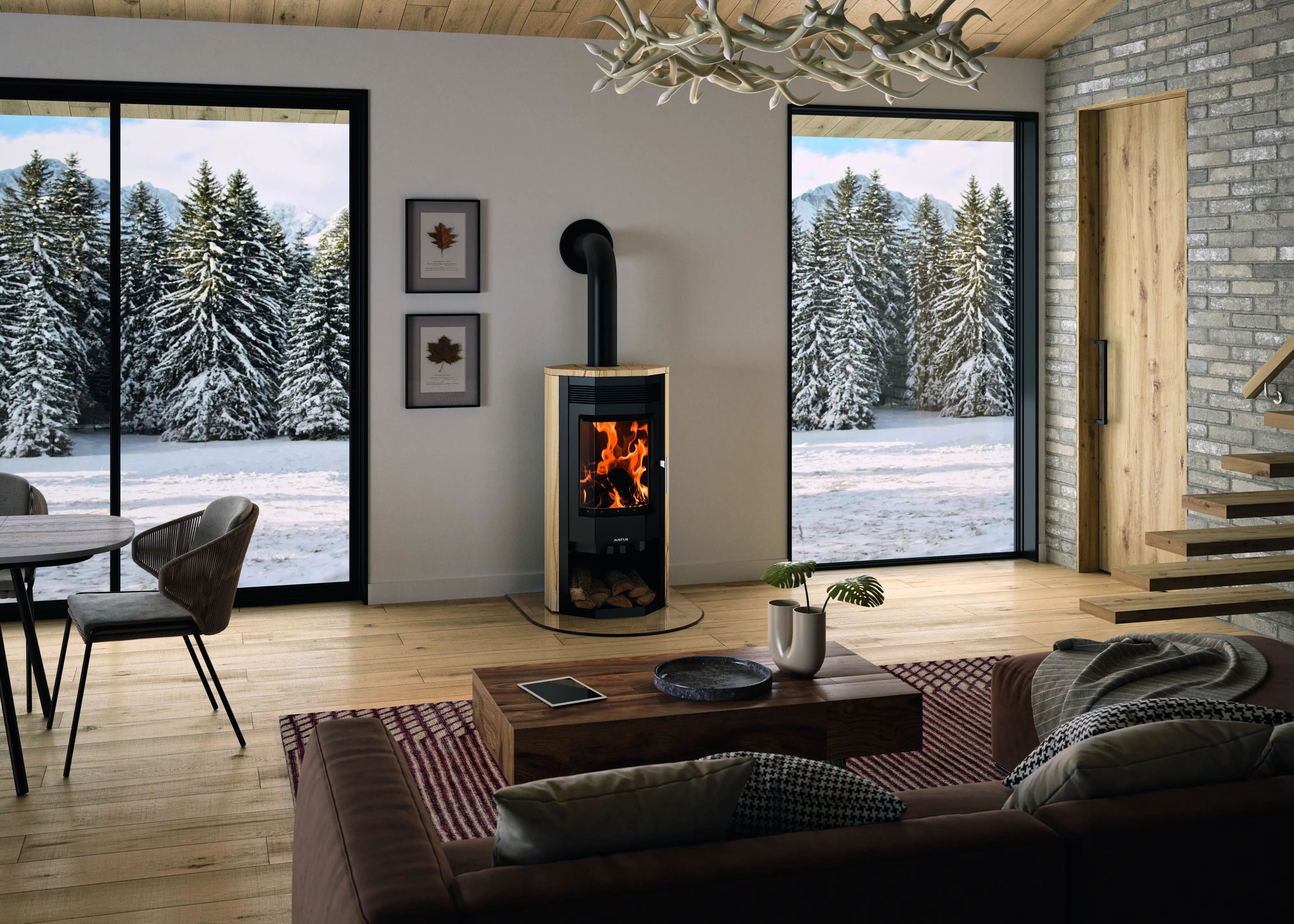 Justus Kaminofen Usedom 7 Sandstein Grundgerät schwarz 7 kW