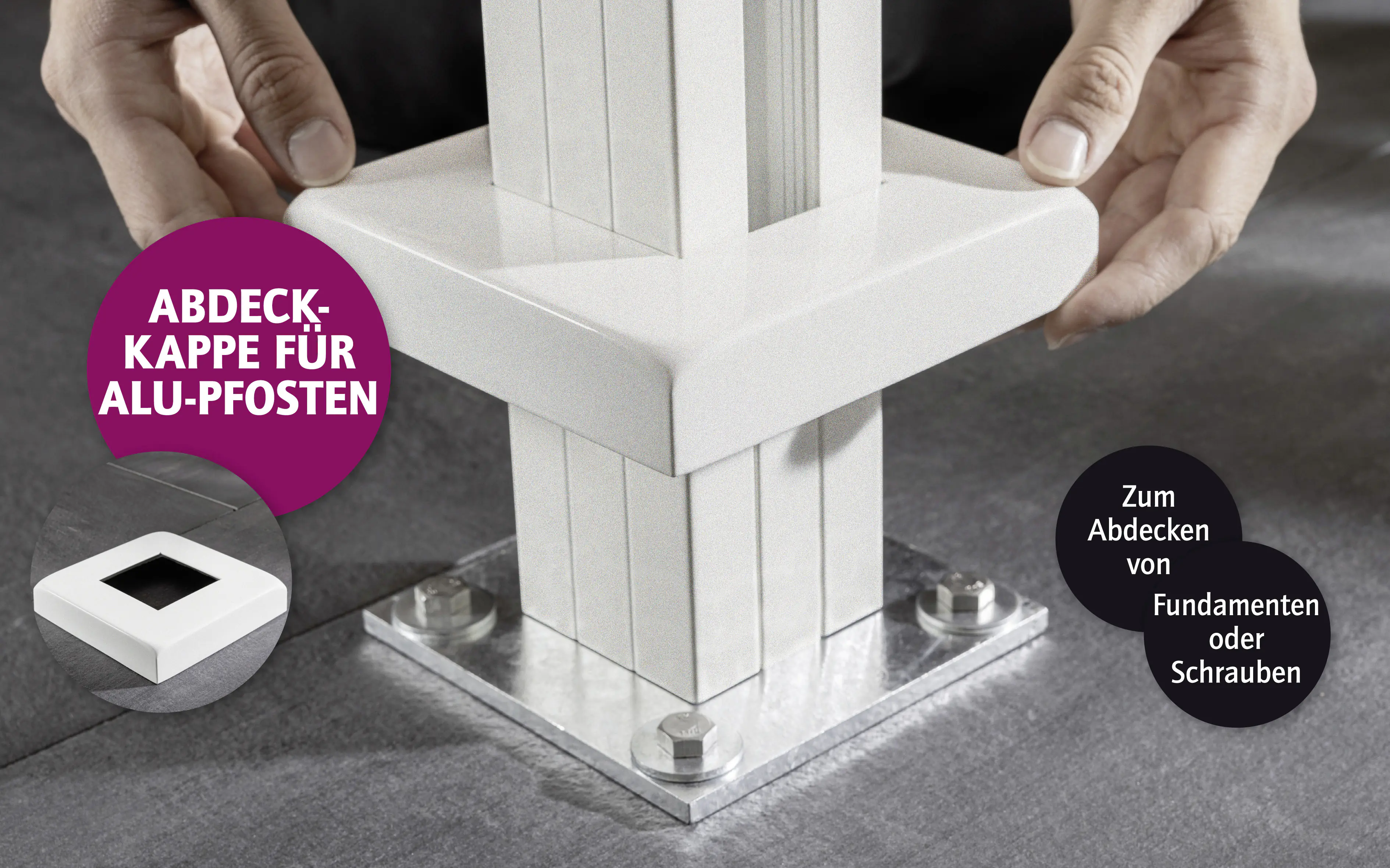Ambiente Aluminium Abdeckkappe unten B x H: 14,5 cm x 14,5 cm, 28 mm stark