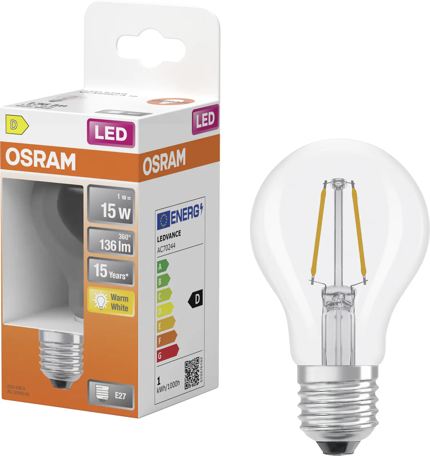 Osram LED Leuchtmittel E27 Star Classic 1W klar warmweiß Osram LED Leuchtmittel E27 Star Classic 1W klar warmweiß