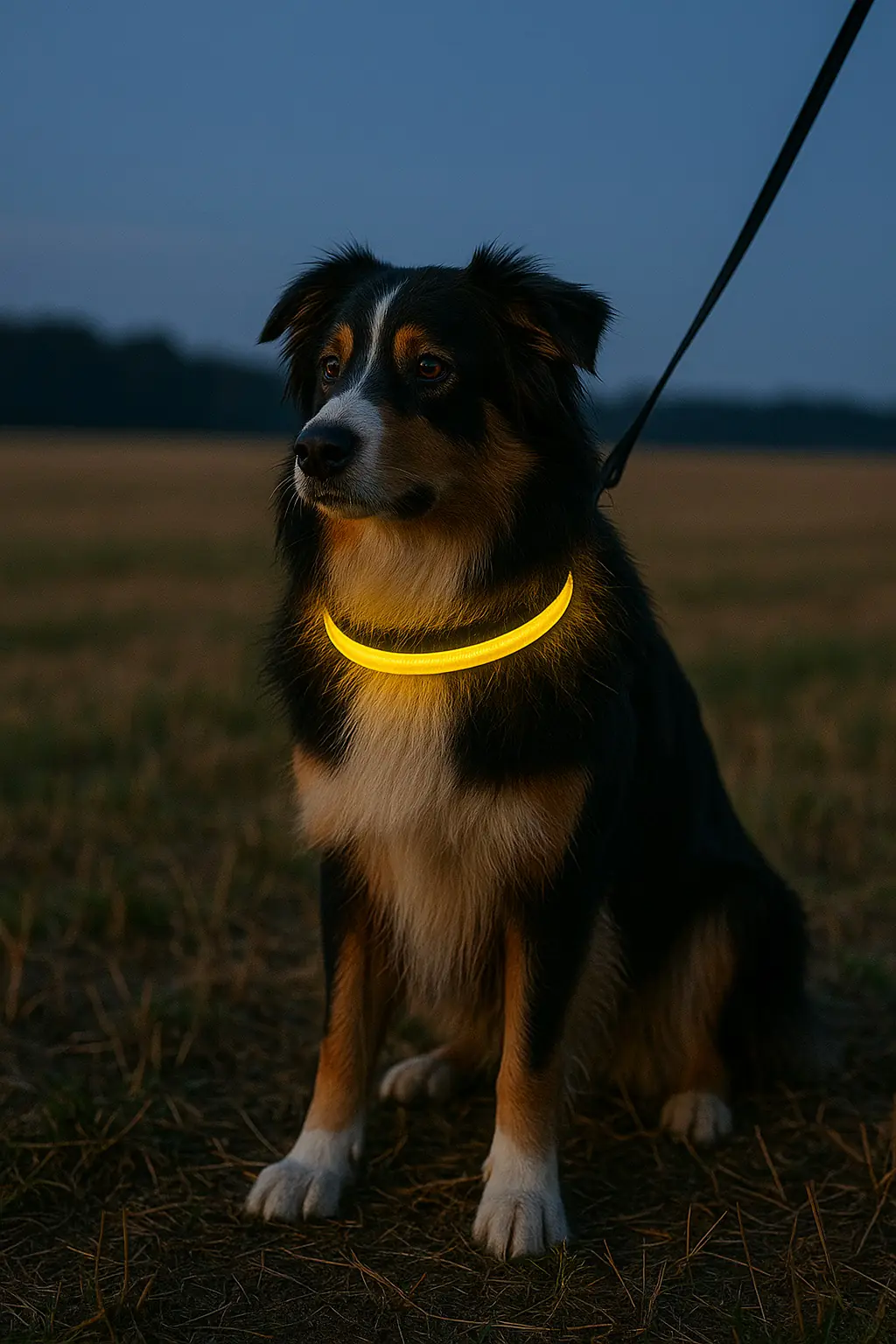 Nobby LED Leuchthalsband Visible breit gelb für Hunde mit längerem Fell