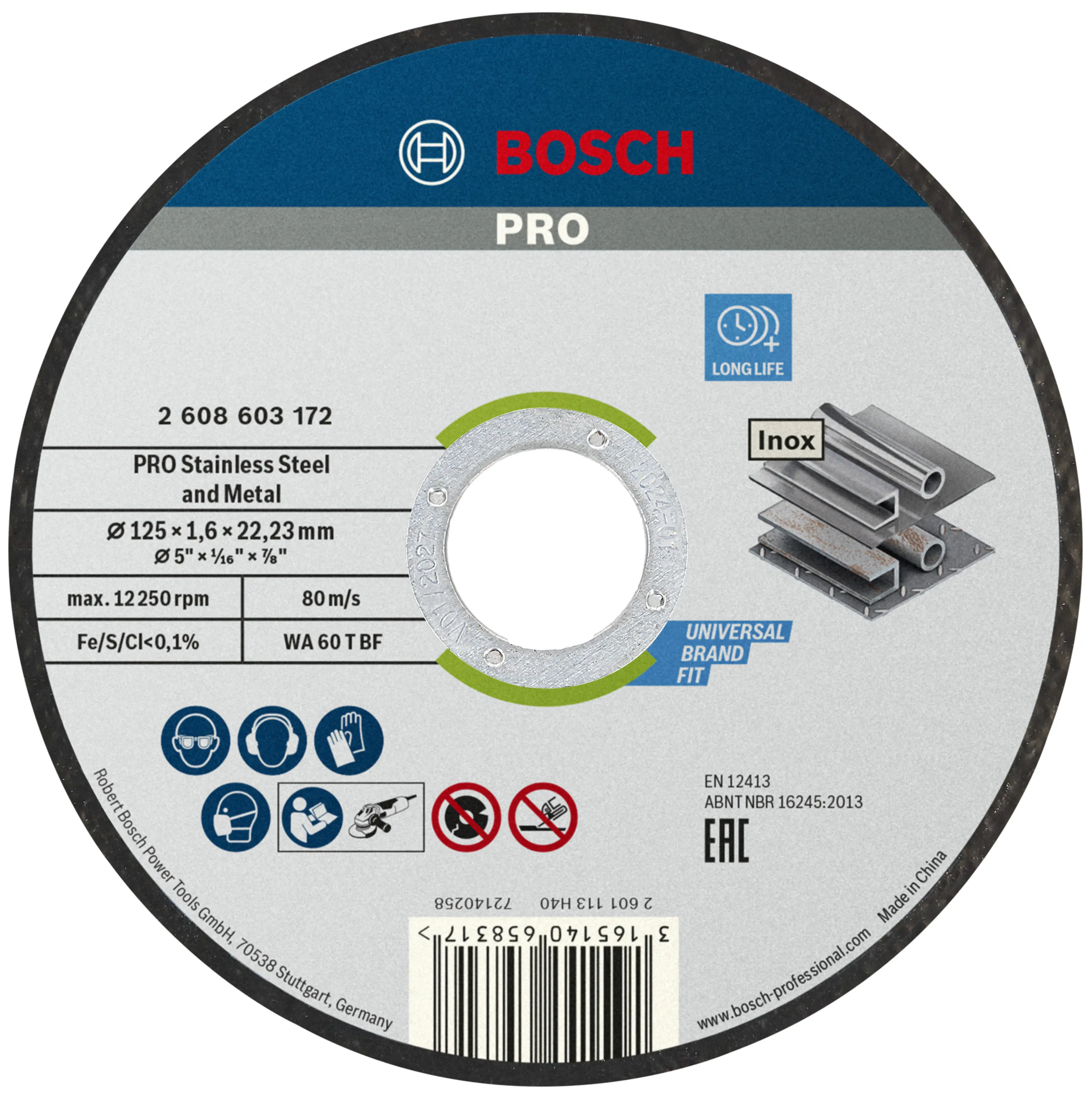 Bosch PRO Trennscheibe Stainless Steel and Metal 125 x 22,23 x 1,6 mm gerade Bosch PRO Trennscheibe Stainless Steel and Metal 125 x 22,23 x 1,6 mm gerade