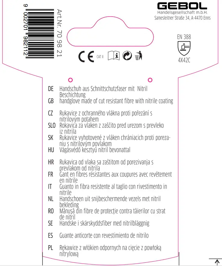 Gebol Handschuh Master Cut C Plus  