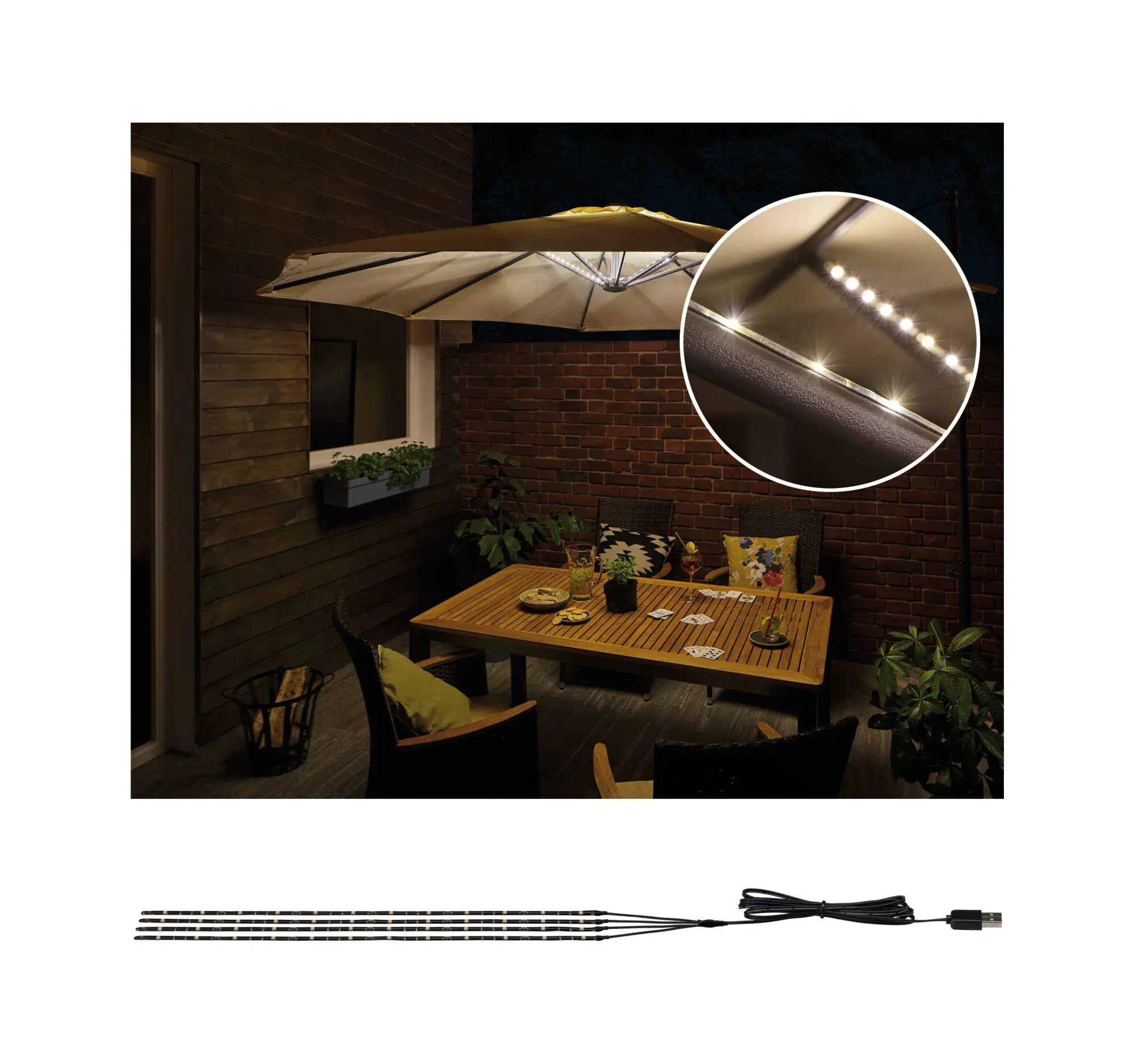 Paulmann Mobile LED-Streifen Parasol 4x0,45W schwarz