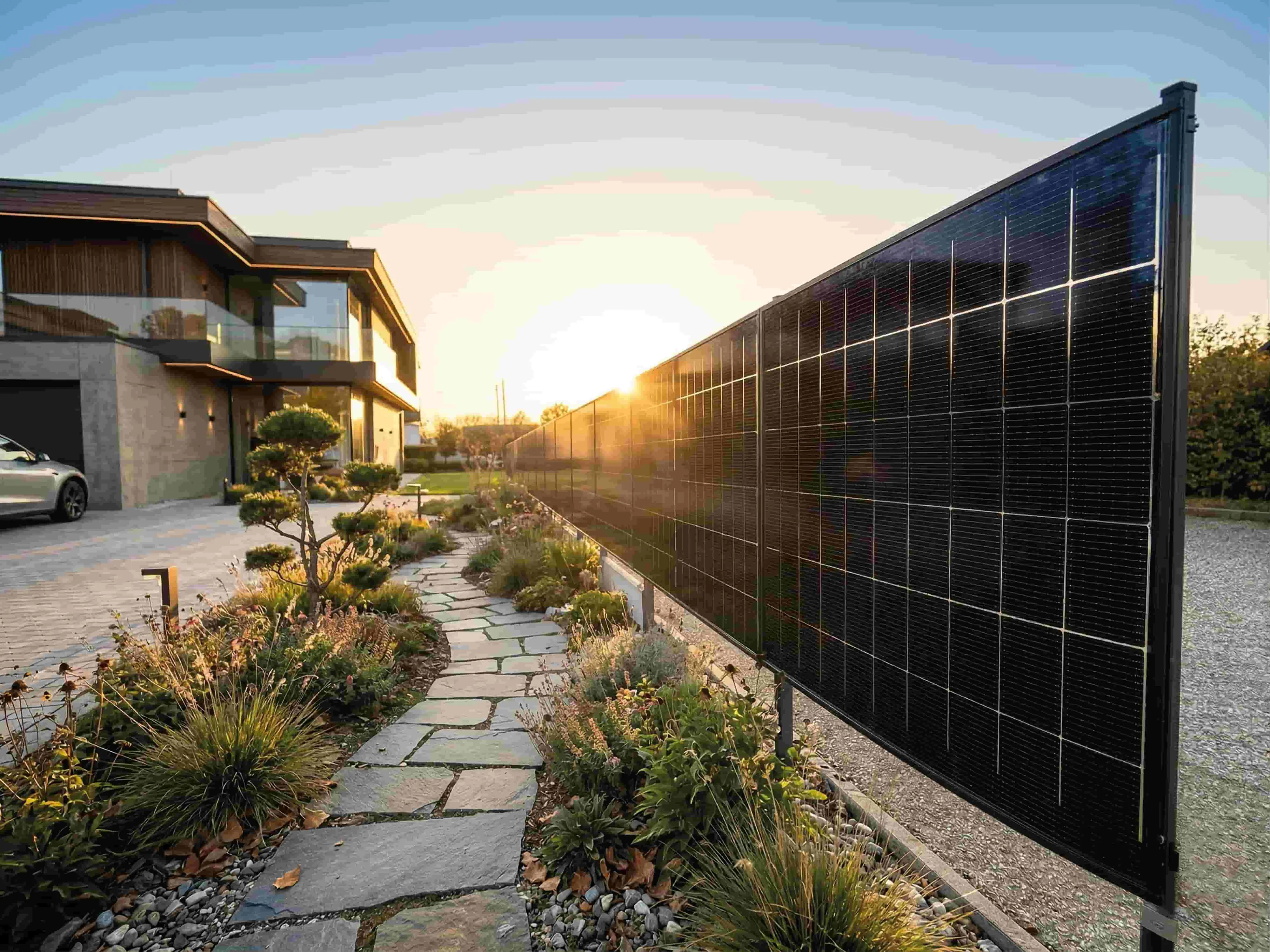SunElements PV-Zaun ohne Wechselrichter 1350 Wp bifazial 3er Set