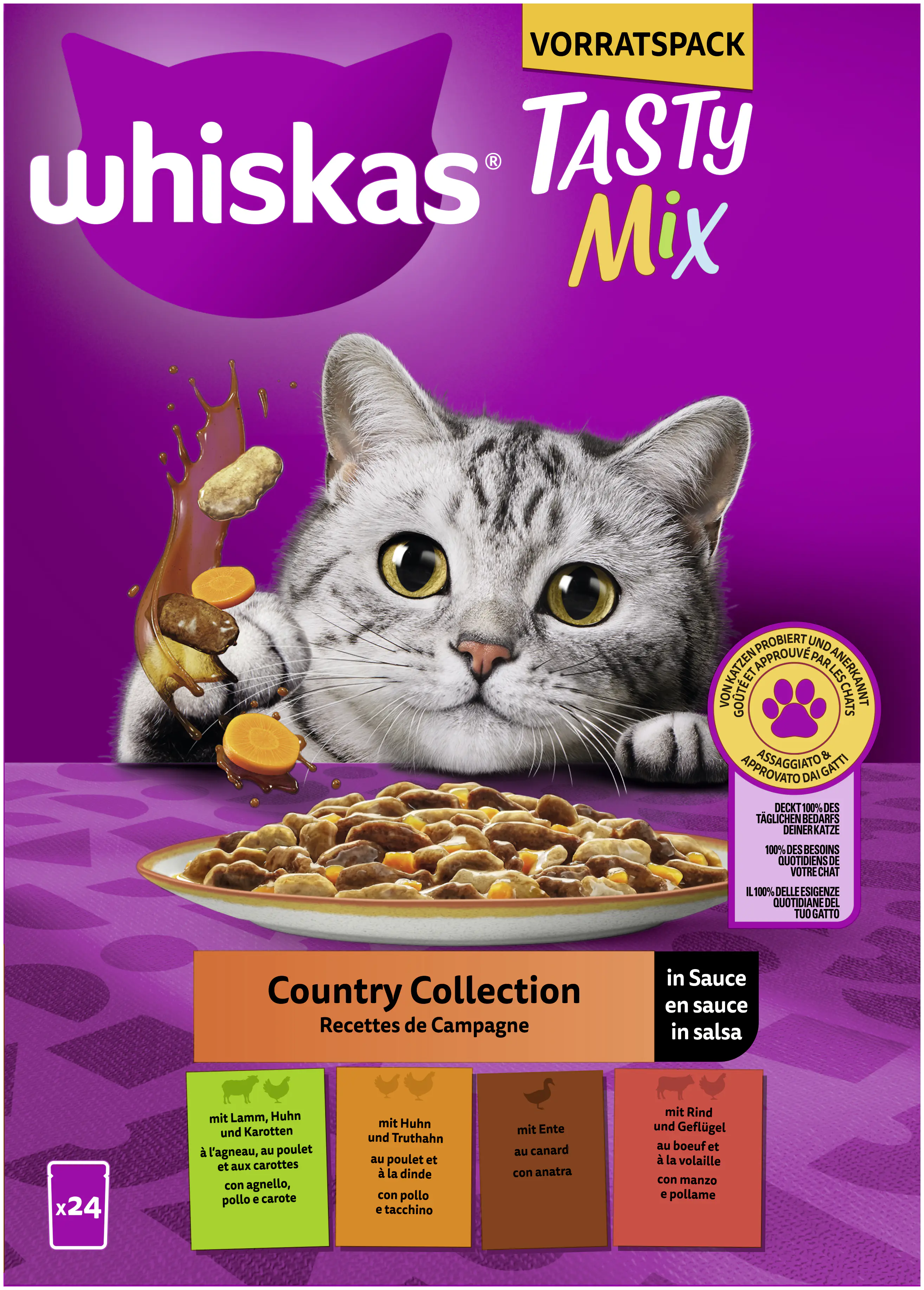 Whiskas Katzennassfutter Adult 24 x 85 g Tasty mix Country Collection