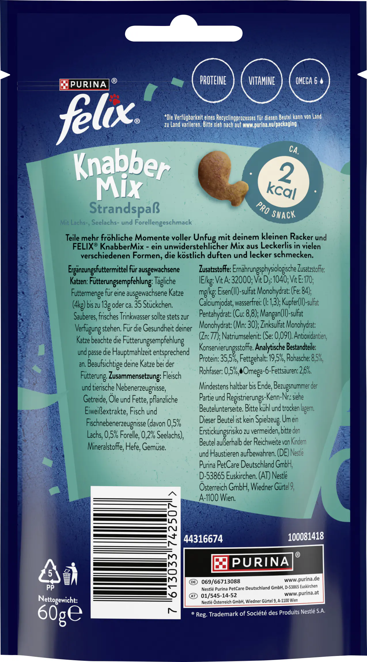 Felix Knabbermix Katzensnack Strandspaß 60g