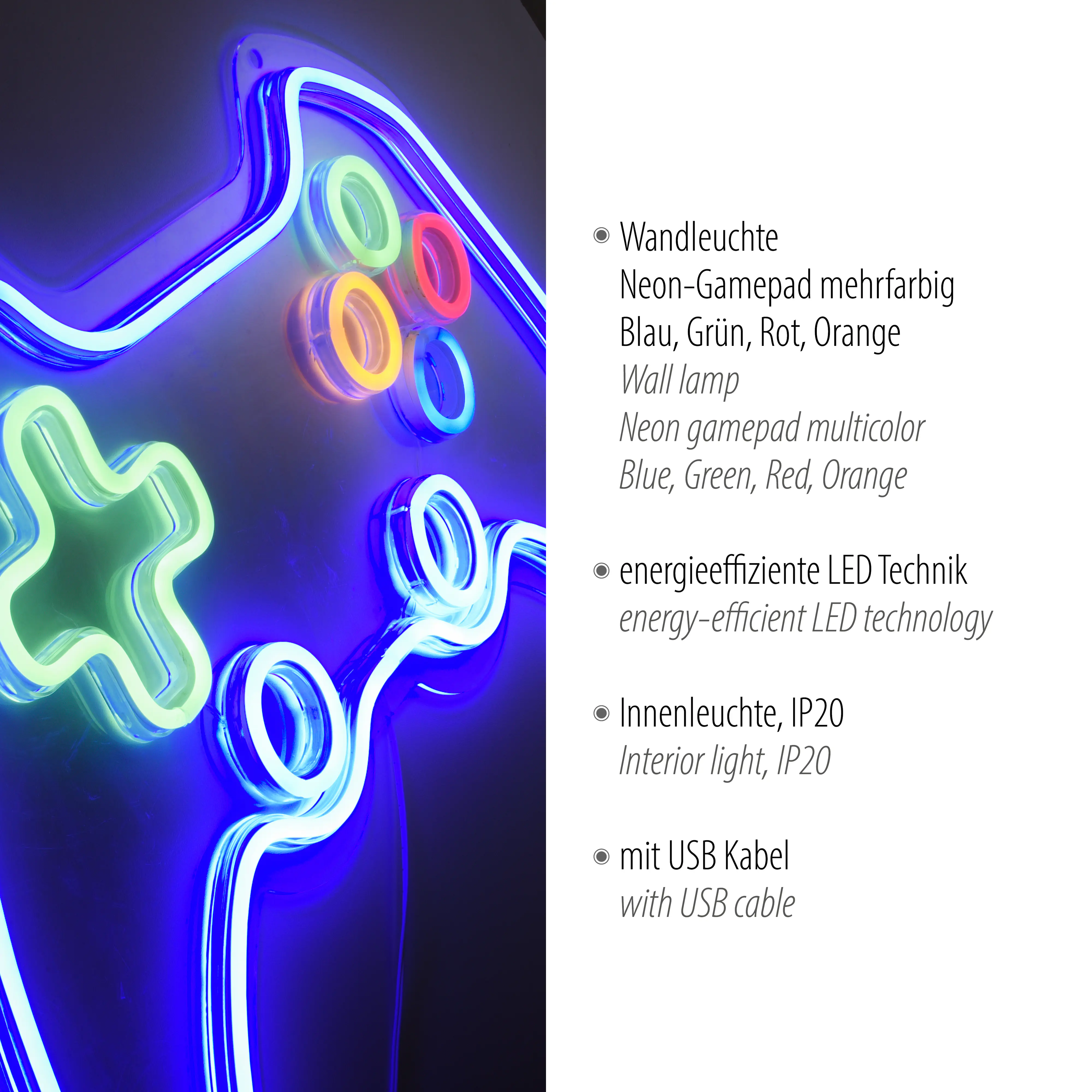 Just Light LED Dekoleuchte Gamer 60 x 1,5 x 40 cm Just Light LED Dekoleuchte Gamer 60 x 1,5 x 40 cm