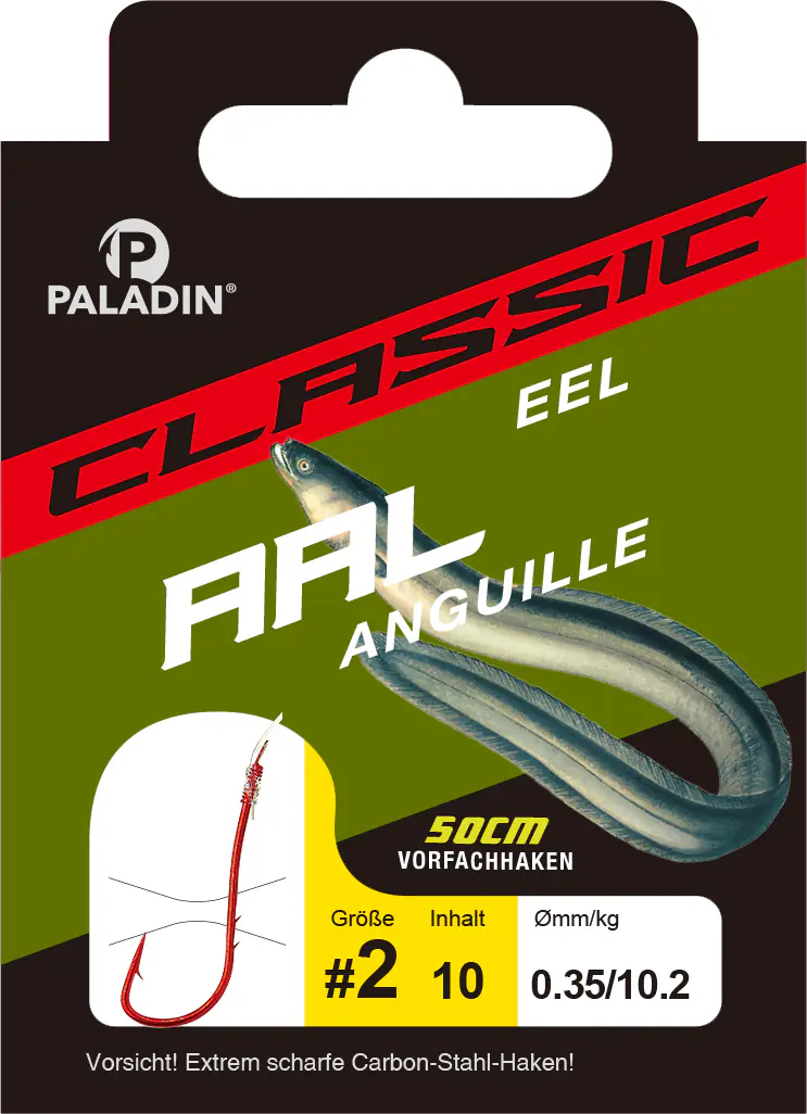 Paladin Aalhaken gebunden Größe 6 50 cm 10 Stück rot