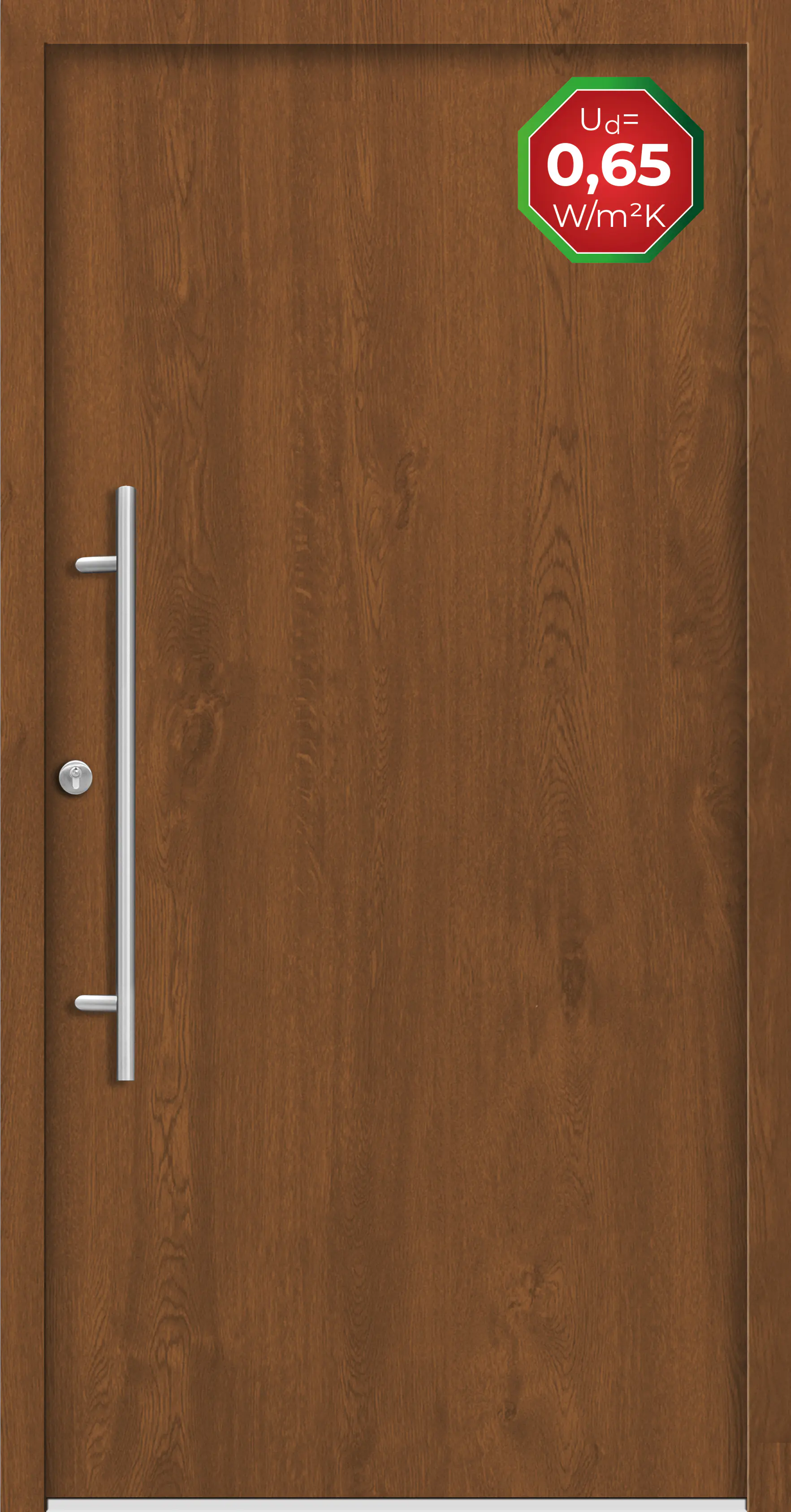 Splendoor Haustür Passivedoor Premium B05 Golden Oak DIN Links 100 x 210 cm