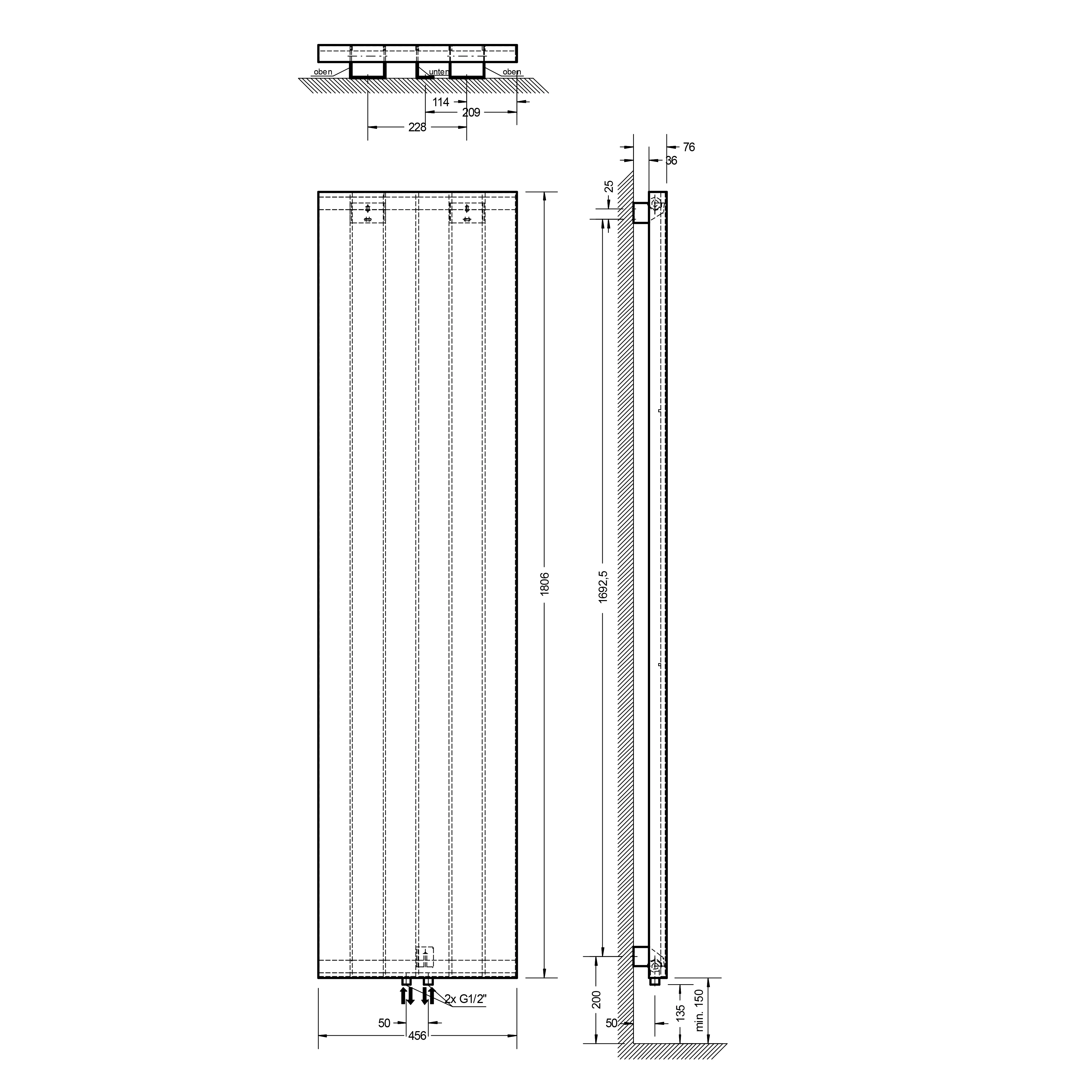 Schulte Badheizkörper New York 180,6 x 45,6 cm 805 Watt