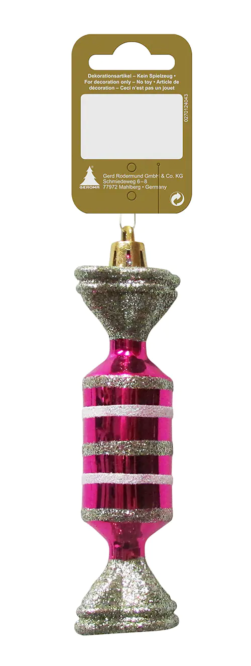 Christbaumschmuck Bonbon 11 cm rosa silber Christbaumschmuck Bonbon 11 cm rosa silber