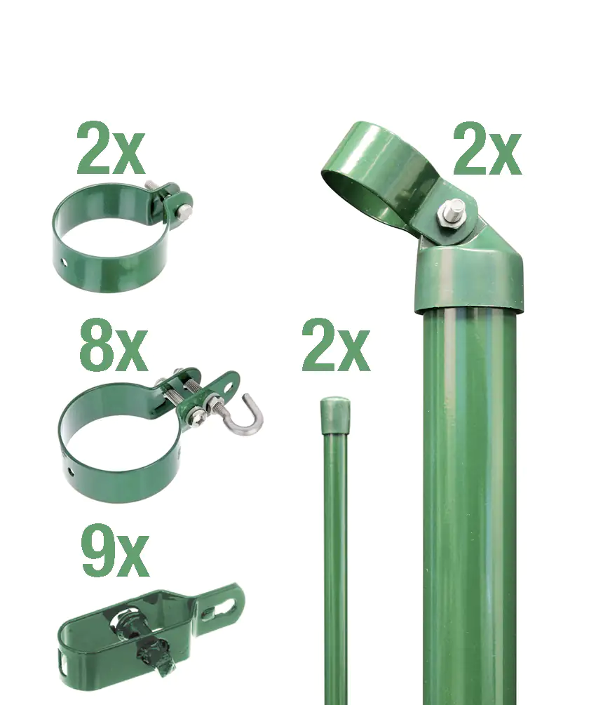 Alberts Zaunanschluss-Set zweiseitige Anschluss Ø 6 cm 200 cm grün zE 2 Stk