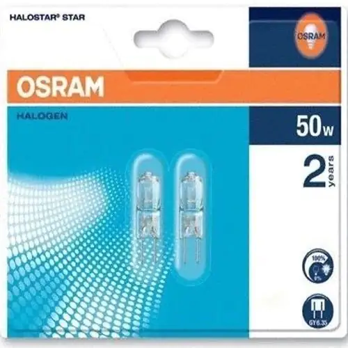 Osram Halogen Stiftsockellampe Halostar GY6.35 50W 2er-Pack warmweiß