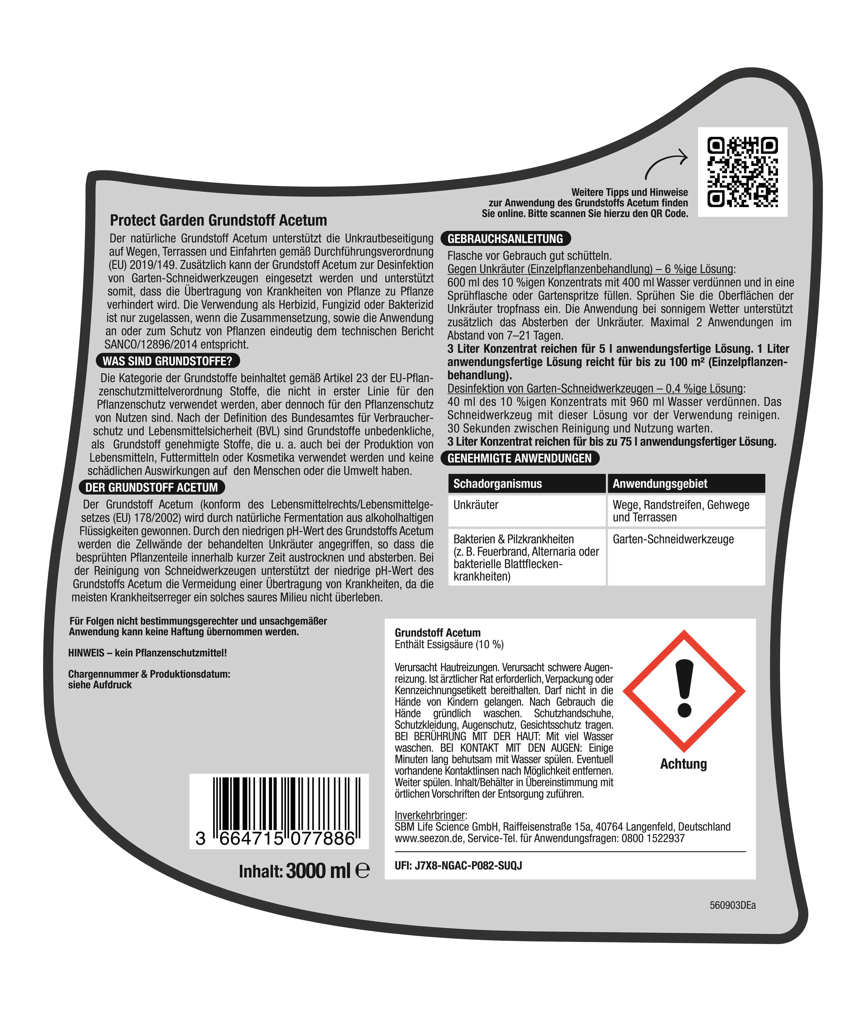 Protect Garden Turbo Unkrautfrei Grundstoff Acetum 3 L Protect Garden Turbo Unkrautfrei Grundstoff Acetum 3 L