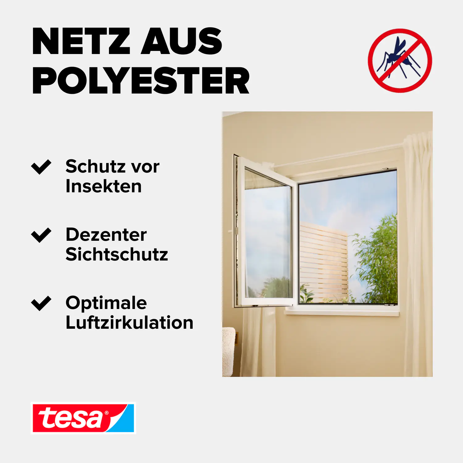 tesa Fliegengitter 110 x 130 cm weiß individuell kürzbar